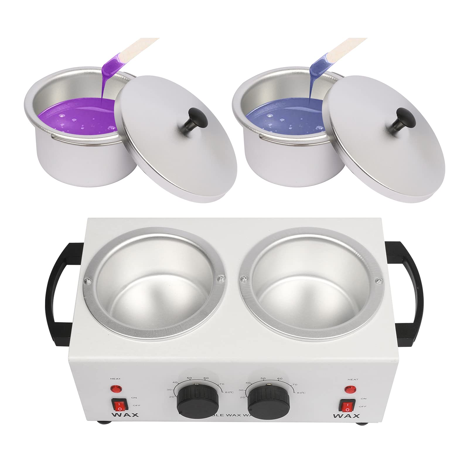 Professional Electric Double Pot Wax Warmer for Hair Removal - Fast Heating Wax Heater Kit for Salon & Home Use - Perfect for Eyebrows, Legs, Bikini Line & Body Waxing