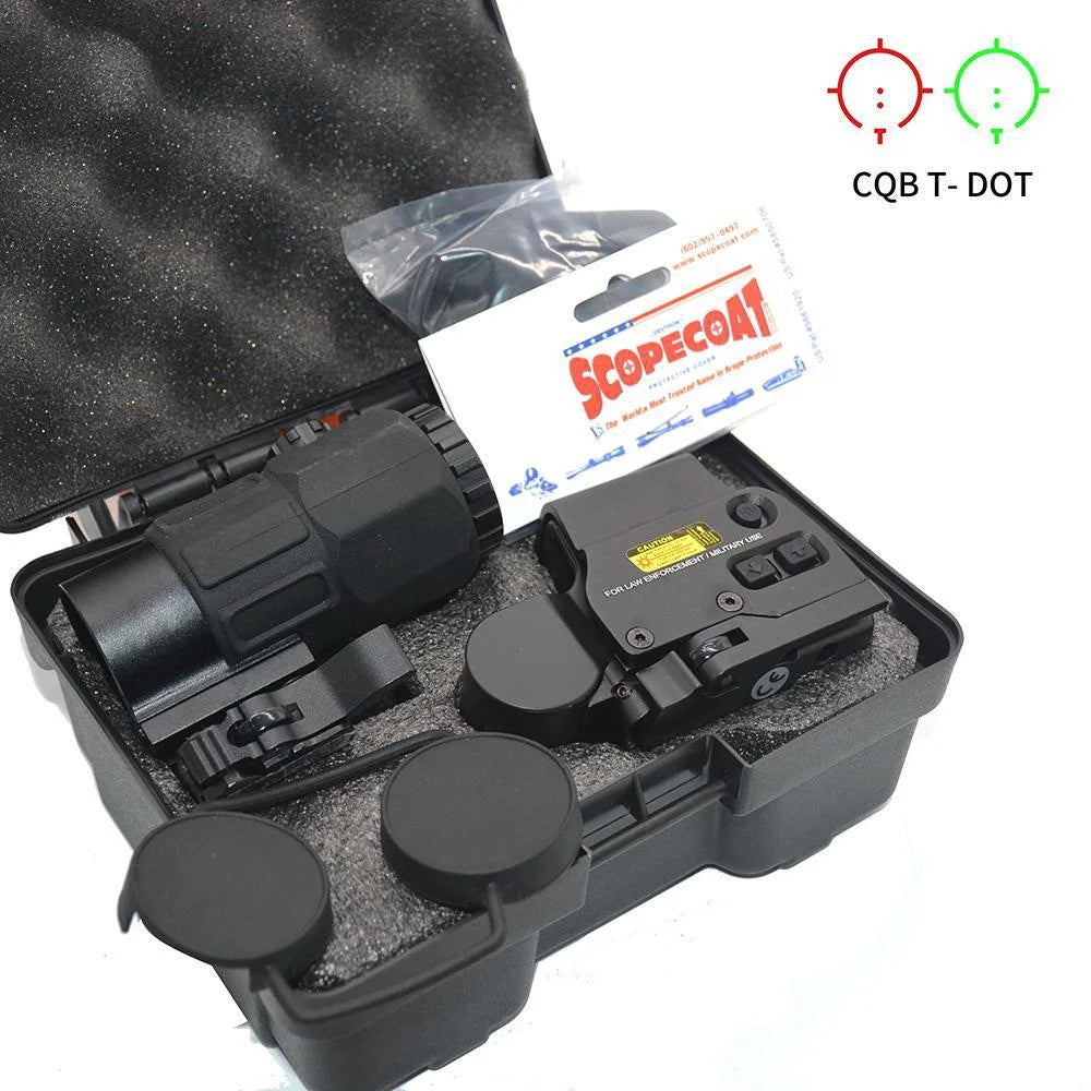 G45 5X Magnifier with 558 Red Dot Sight Combo - QD Mount Weaver & 20MM Rail Compatible - Tactical Scope for Airsoft, Paintball & Hunting - Perfect for Close to Mid-Range Target Acquisition