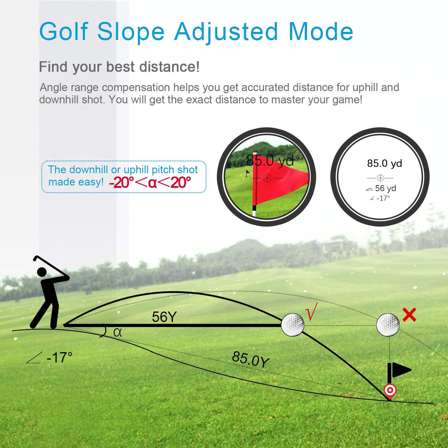 Mileseey Professional Golf Laser Rangefinder 660 Yards with Slope Compensation - Fast Flag Lock, 6X Magnification for Accurate Distance, Angle & Speed Measurement - Perfect for Golfing, Hunting & Outdoor Sports