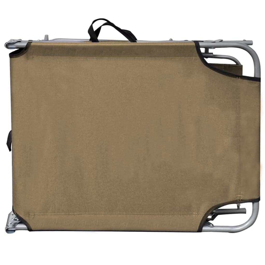 Portable Folding Sun Lounger with Adjustable Canopy - Heavy Duty Steel Frame in Taupe (Supports 300 lbs) - Perfect for Beach, Poolside, Patio & Backyard Relaxation