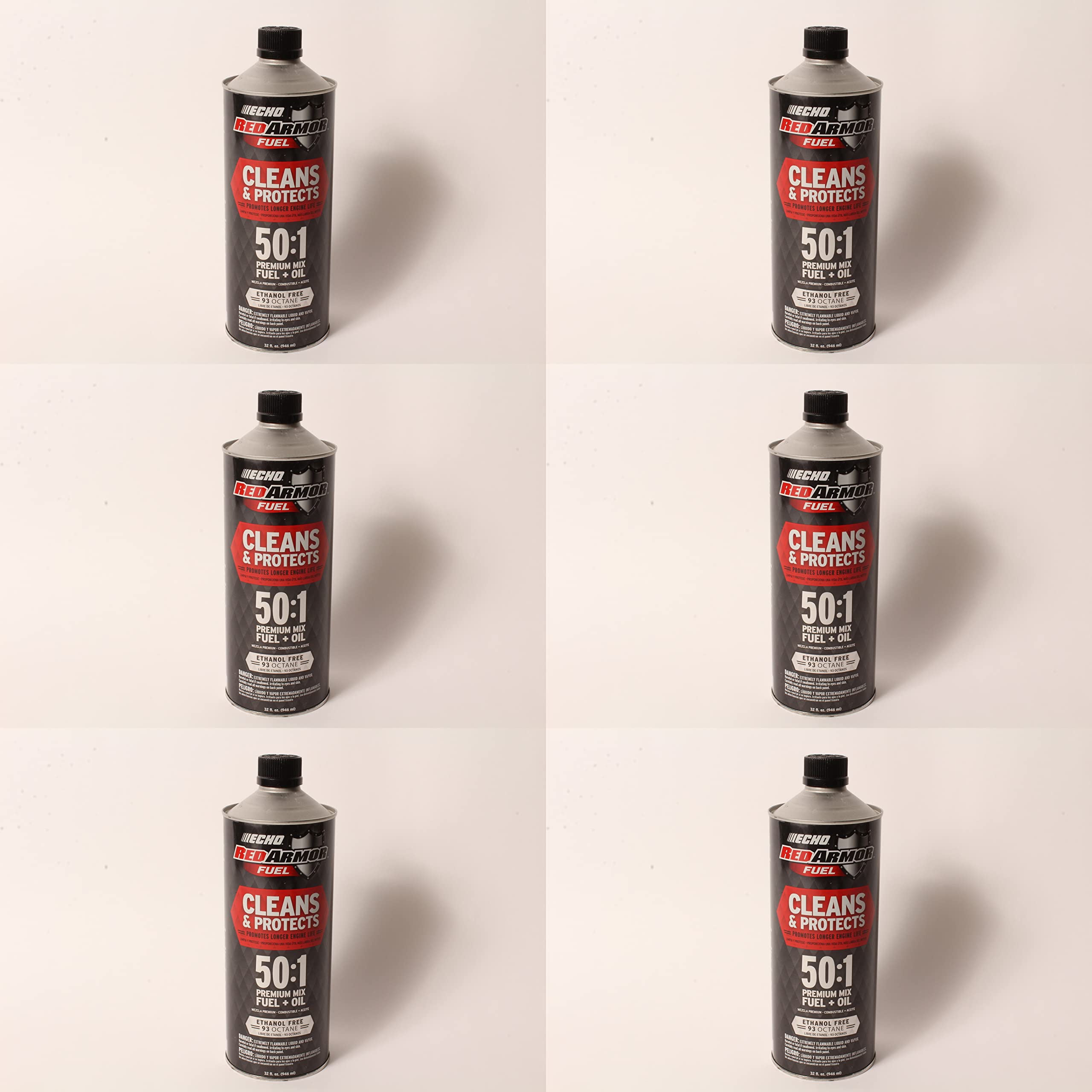 Echo Red Armor 32 oz. 50:1 Pre-Mixed Ethanol Free Fuel - 6 Pack for 2-Cycle Outdoor Power Equipment - Perfect for Chainsaws, Trimmers & Blowers