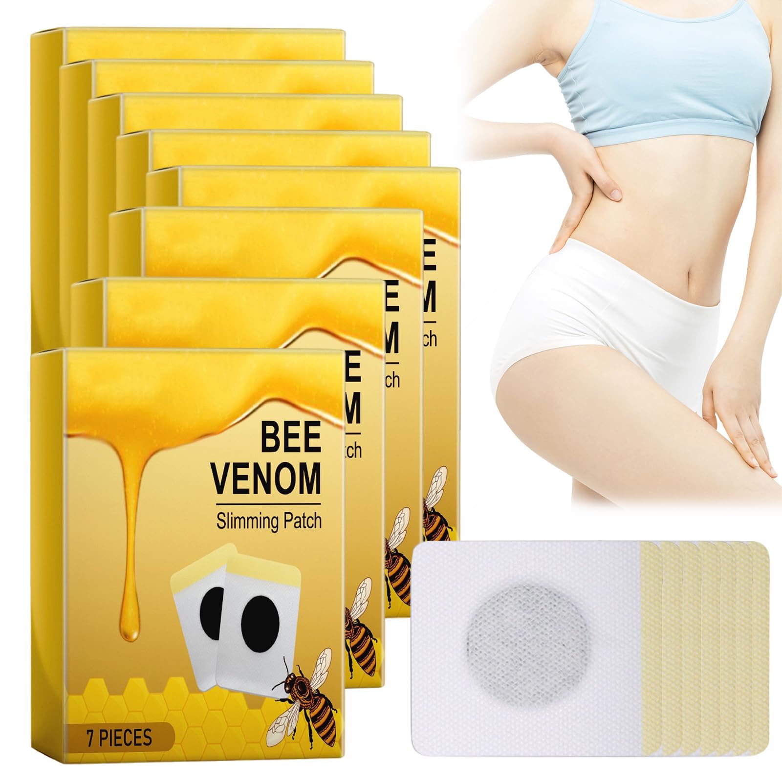 Bee Venom Slimming Patches – Detox & Lymphatic Drainage Body Shaping Stickers for Weight Loss – Natural Bee Sting Therapy for Cellulite Reduction & Body Contouring (56 PCS) – Perfect for Post-Workout Recovery & Spa Day Relaxation