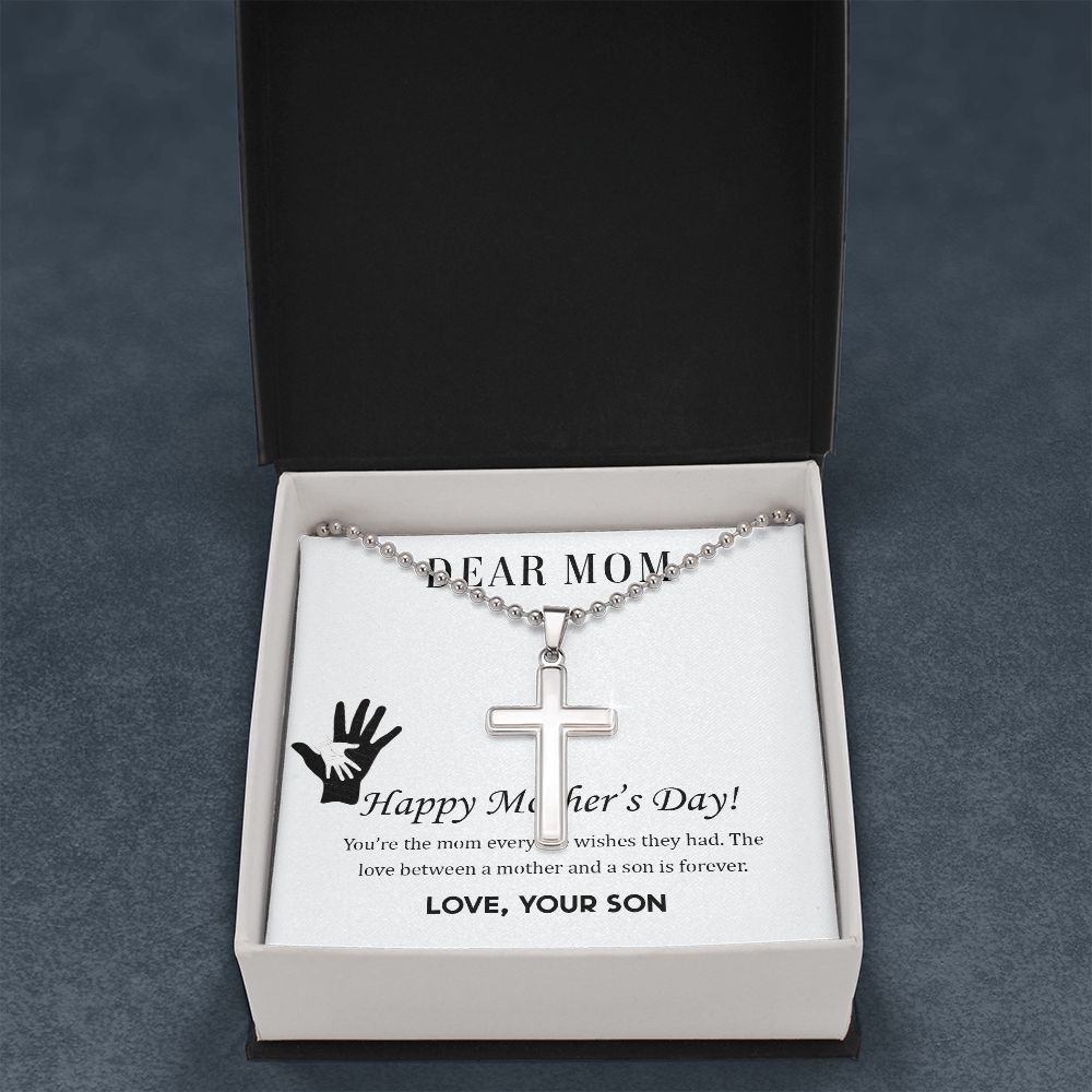 Elegant Cross Necklace for Mom - Perfect Mother's Day Gift from Son | Thoughtful Jewelry for Birthday, Anniversary & Special Occasions