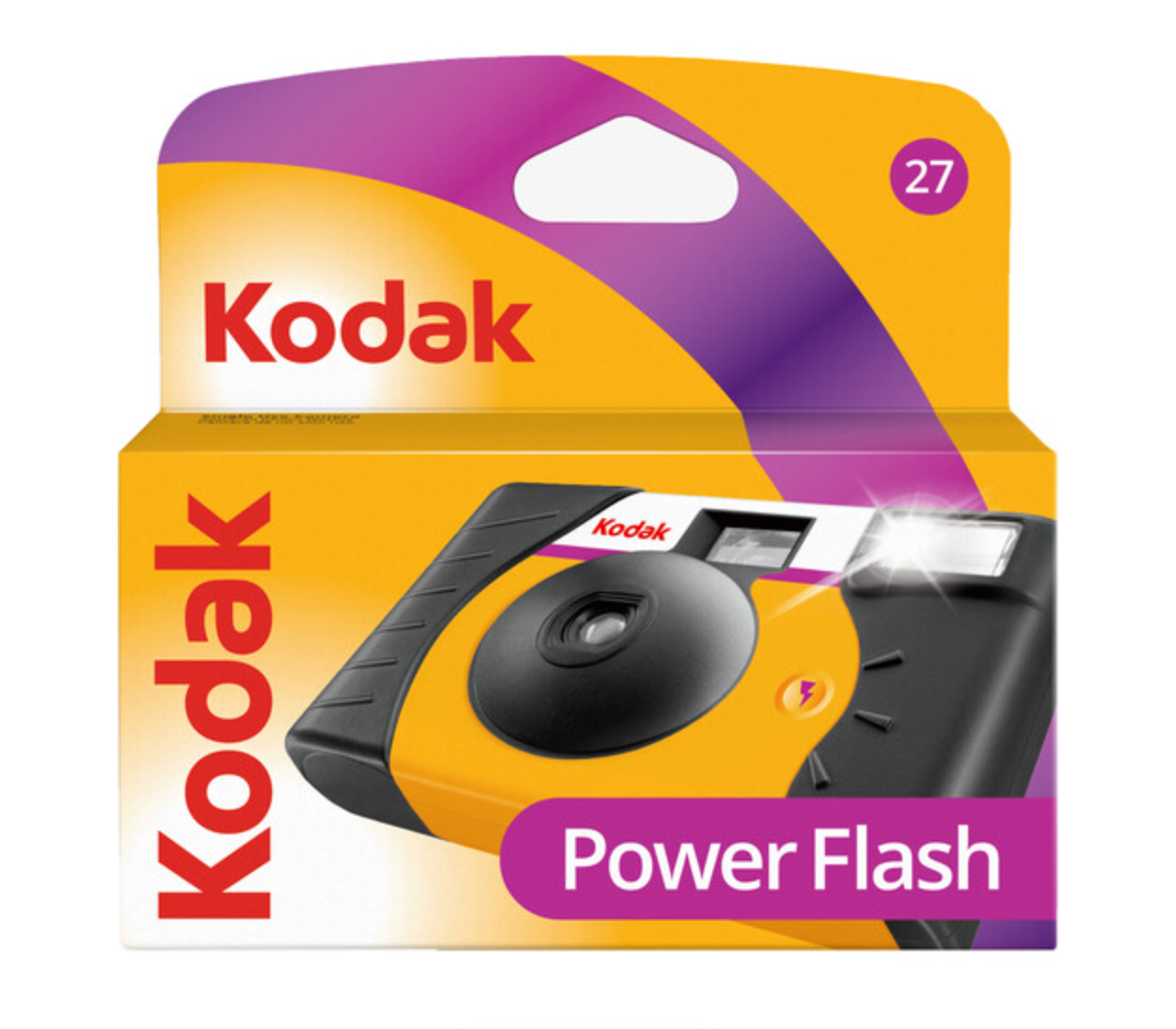 Kodak Power Flash HD Single Use Camera - 27 Exposures, Disposable Film Camera for Travel, Parties & Events - Perfect for Weddings, Vacations & Outdoor Adventures
