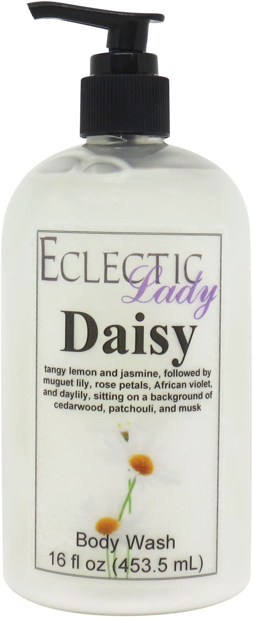 Organic Daisy Scented 3-in-1 Liquid Pearl Body Wash - Bubble Bath, Hand Soap & Shower Gel | Phthalate-Free, Handcrafted in USA (16oz) for Spa, Gift & Daily Skincare