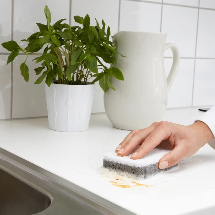 IKEA SVAMPIG Dish Sponge, Grey-White - Pack of 2 | Durable & Absorbent for Kitchen Cleaning, Dishwashing & Household Chores
