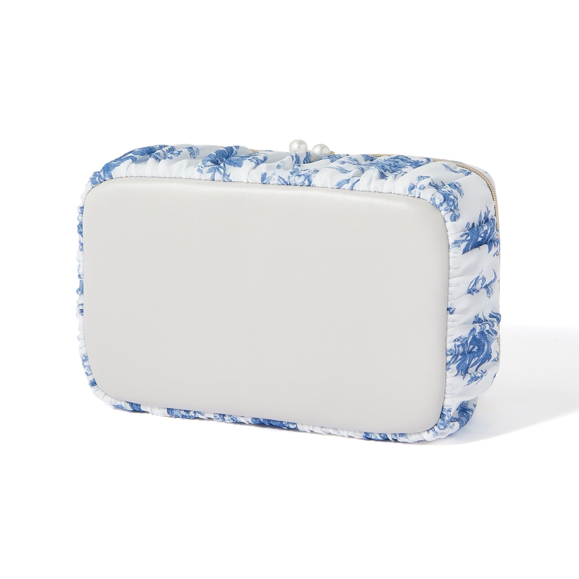 Classic Floral Vanity Pouch - Small Navy Blue Makeup Bag for Women | Perfect for Travel, Bridal Shower & Everyday Use