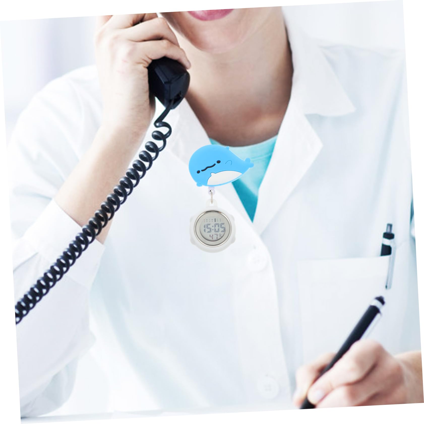 Holibanna Nurse Watch Clip - Blue Digital Fob Watch for Women, Stainless Steel - Perfect for Medical Professionals