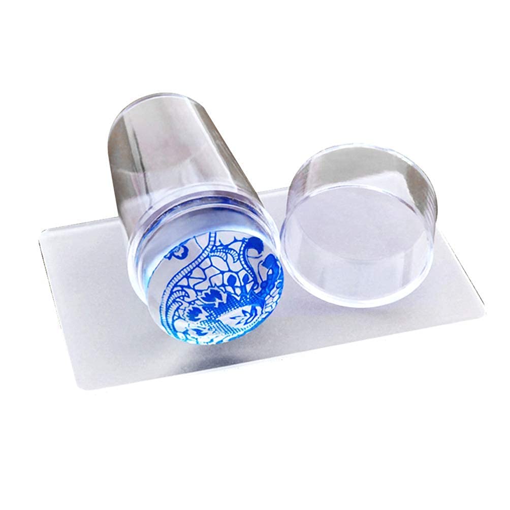 Red Square Soft Silicone Jelly Nail Stamper & Scraper Set - Professional Nail Art Tool with Lid & Large Scraper for DIY Nail Stamping Plates - Perfect for Salon, Home Manicure & Nail Art Designs