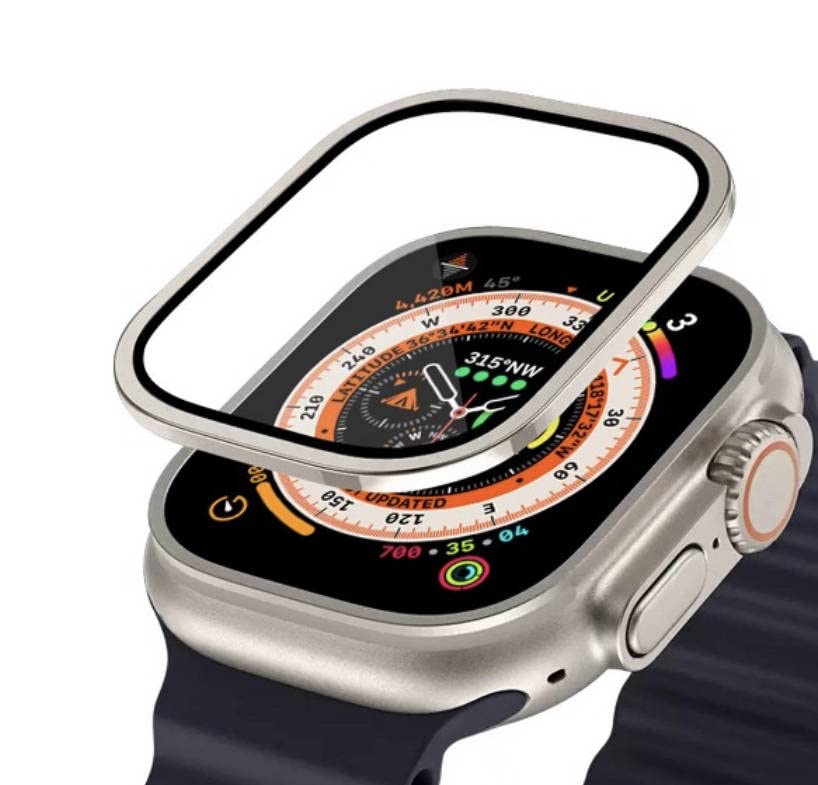 Premium 9H Tempered Glass Screen Protector for Apple Watch Ultra 49mm - Ultra Thin, Lightweight, Touch Sensitive with Sturdy Metal Frame - Perfect for Sports, Workouts & Outdoor Activities