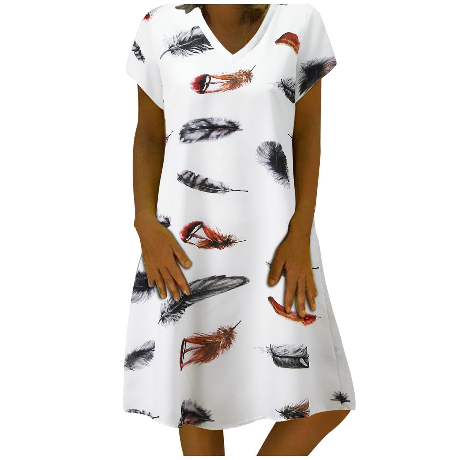 MAYW Women's Summer Beach Dress - Short Sleeve Casual Wrap Dress with V-Neck Floral Print - Perfect for Vacation, Holiday, and Outdoor Parties