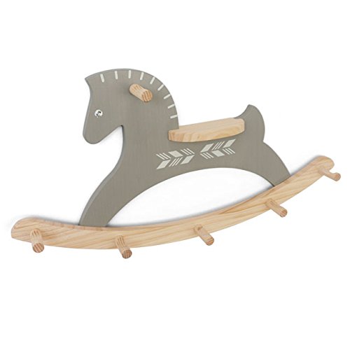 Handmade Wooden Wall Mount Hat & Coat Rack with Decorative Pony Horse Design - Gray Home Decor Hanger for Scarves, Bags & Clothing | Perfect for Entryway, Bedroom & Nursery Organization