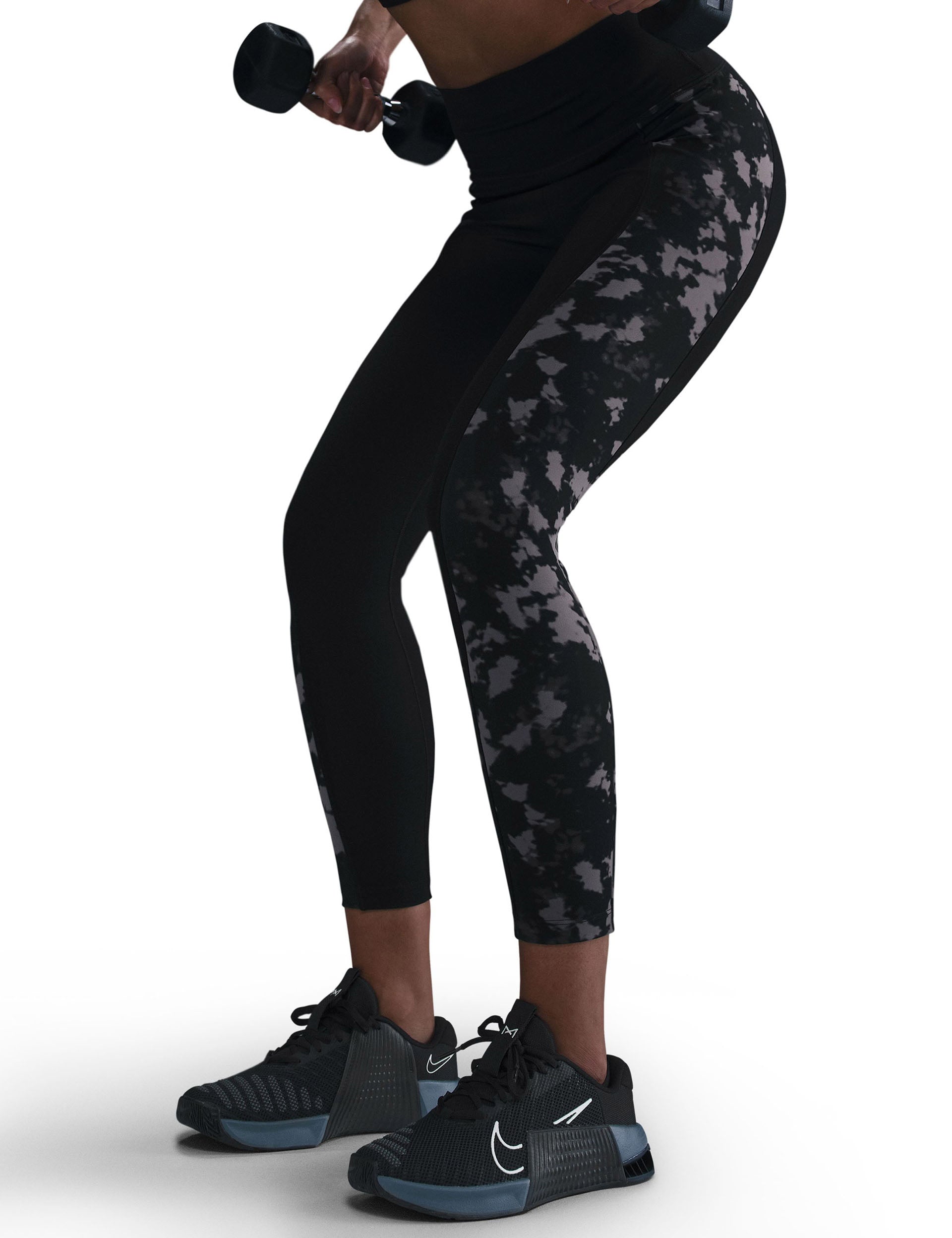 High Waisted 7/8 Printed Leggings for Women - Black | Comfortable & Stylish Workout Pants for Yoga, Running & Gym