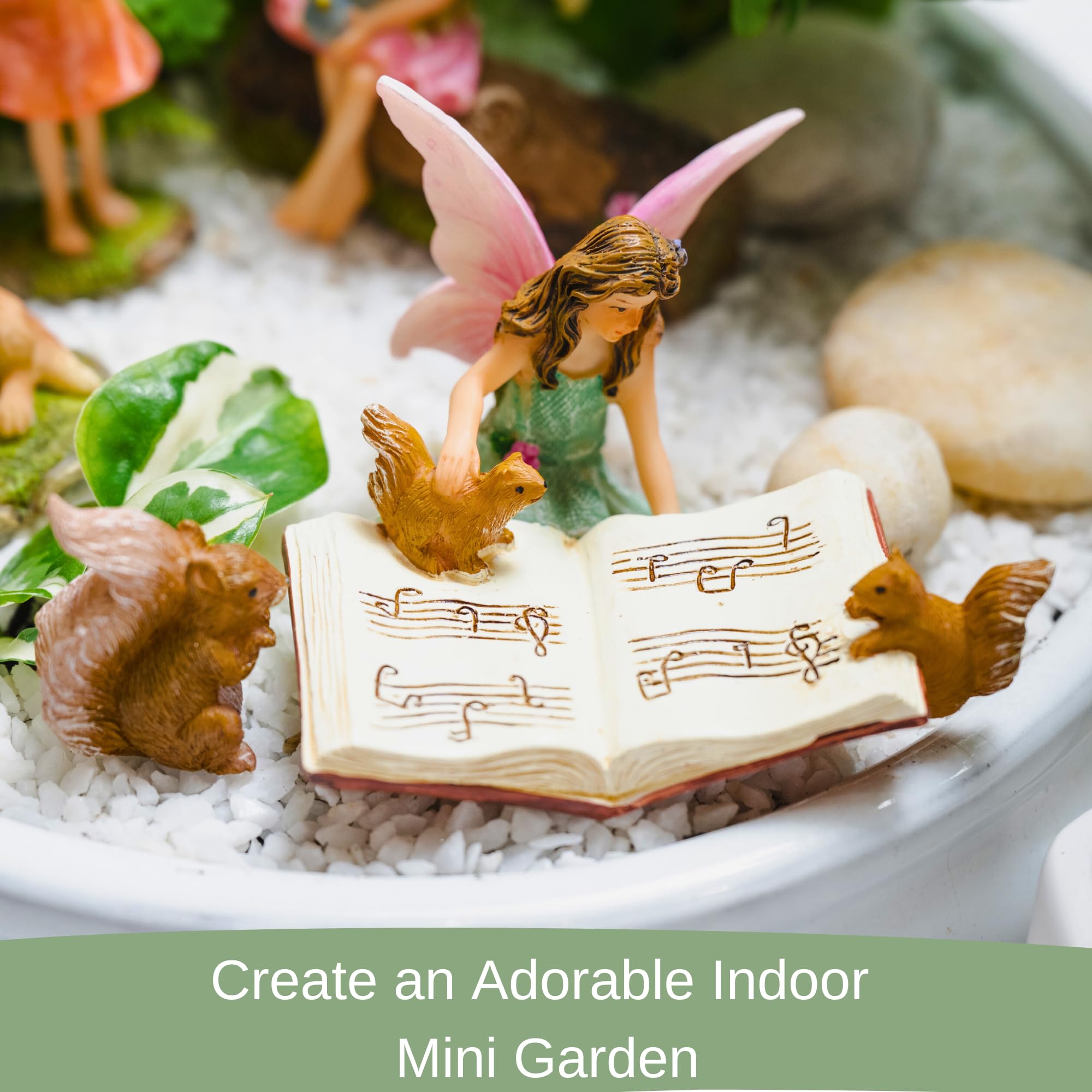 Fairy Garden Figurine - Bonnie with Squirrels Miniature Statue for Indoor/Outdoor Fairy Gardens - Cute Home & Garden Decor Accessory - Perfect for Fairy Houses, Terrariums, and Miniature Landscapes