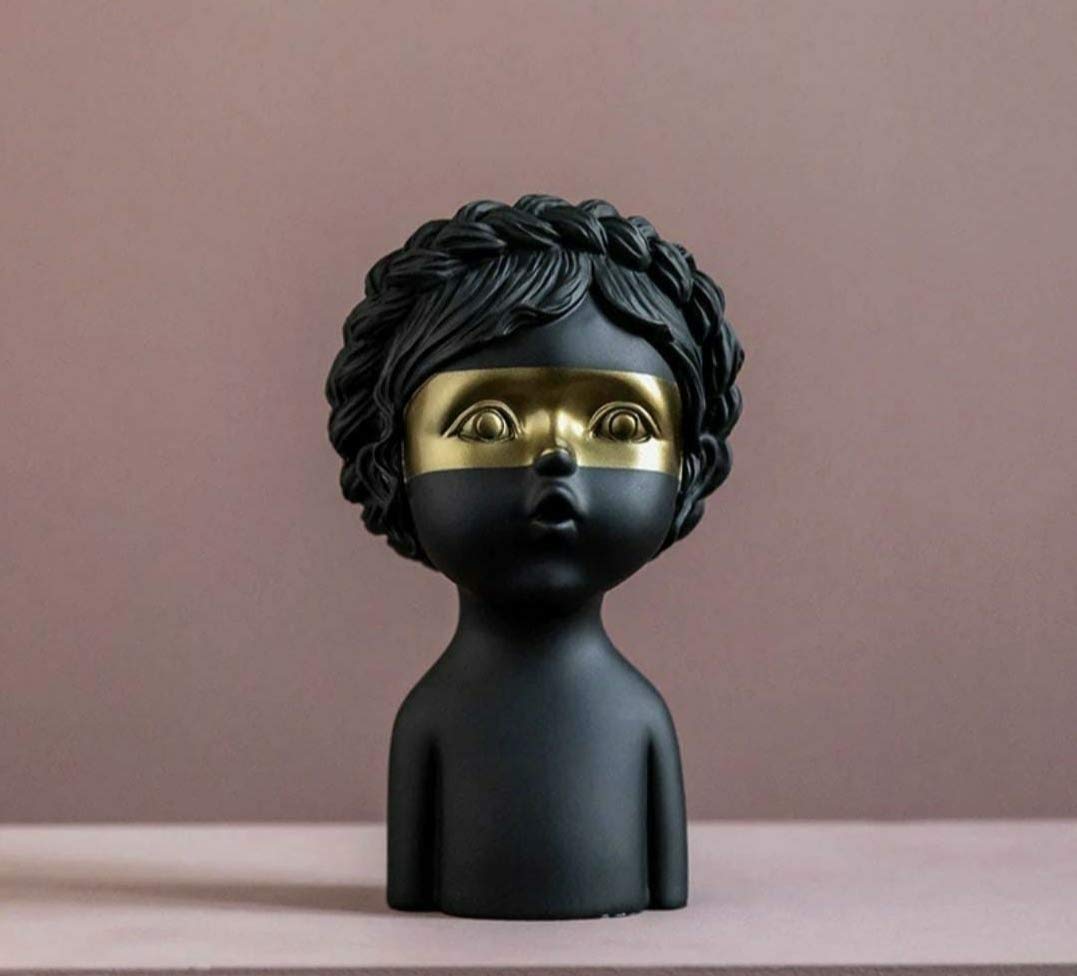 Handmade Resin Portrait Sculpture of a Boy - 9 x 4 Inch Home Decor Art Piece for Living Room, Bedroom & Office | Elegant Gift Idea
