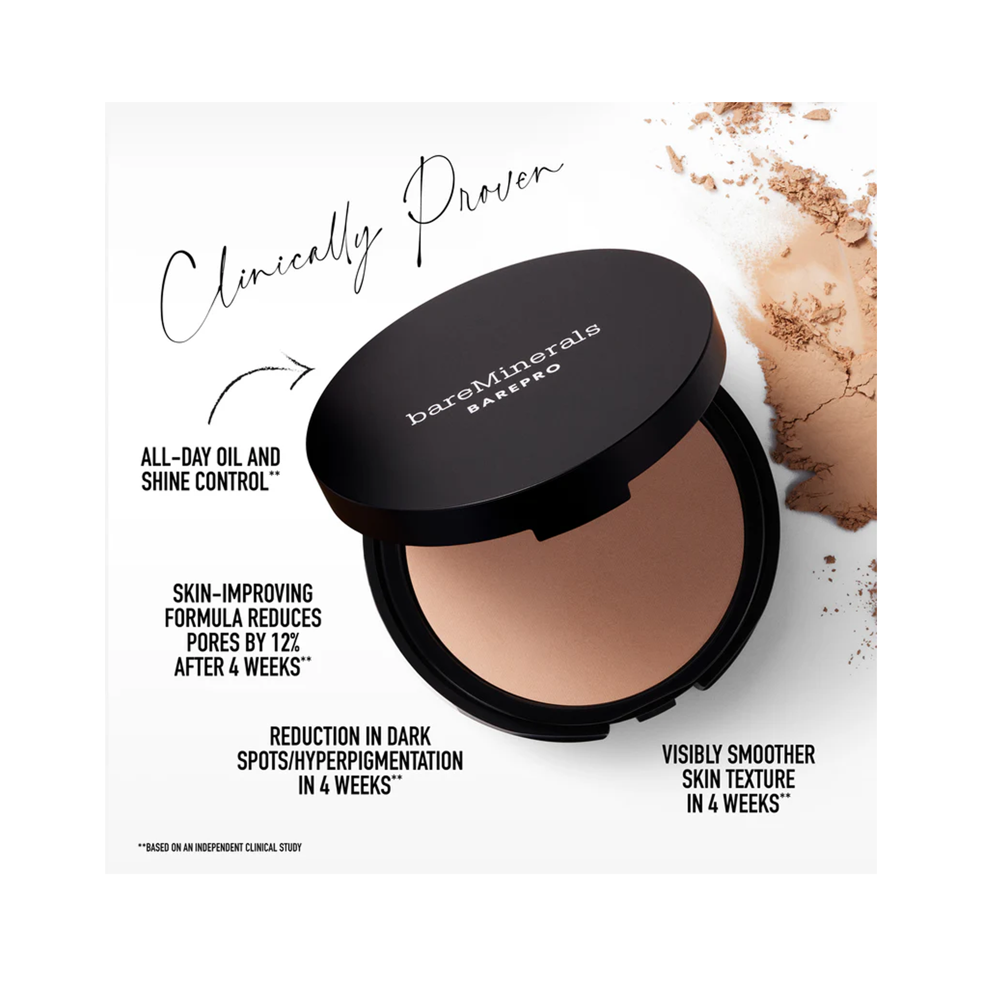 Bare Minerals Barepro 24-Hour Full Coverage Powder Foundation - Oil-Free, Long-Lasting Matte Finish for Flawless Skin | Perfect for Daily Wear, Special Occasions & On-The-Go Touch Ups