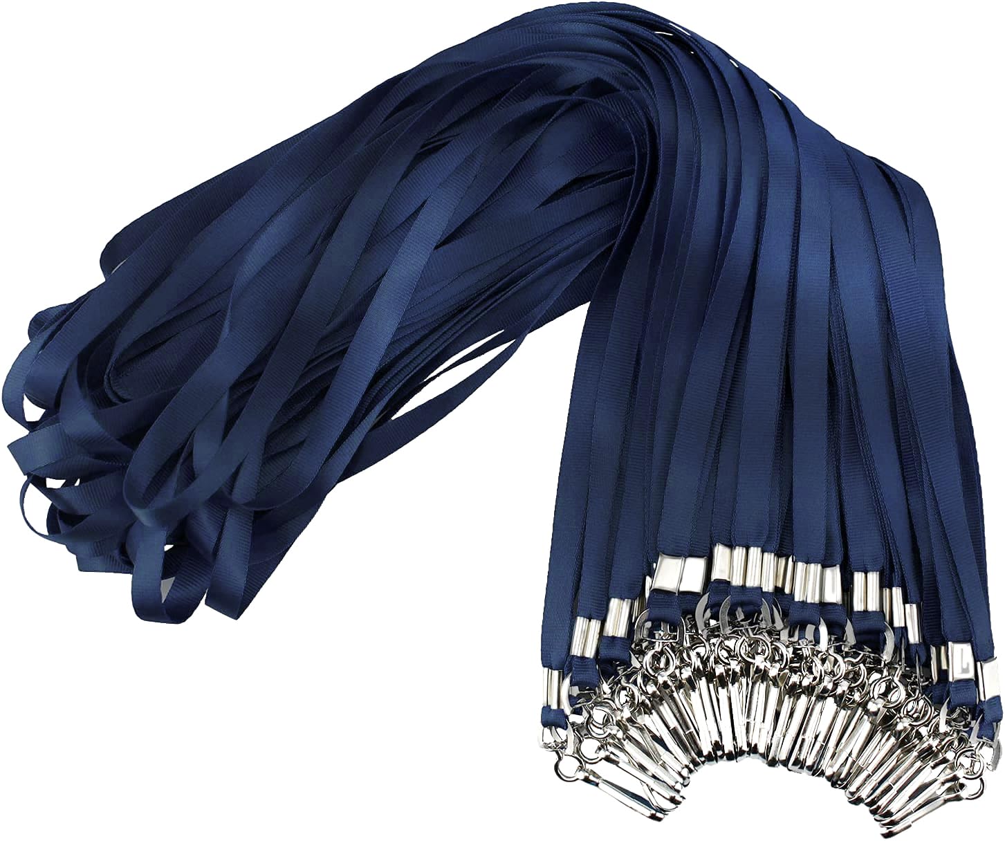 Bulk Navy Blue Lanyards with Swivel Hook - 50 Pack for ID Badges & Name Tags