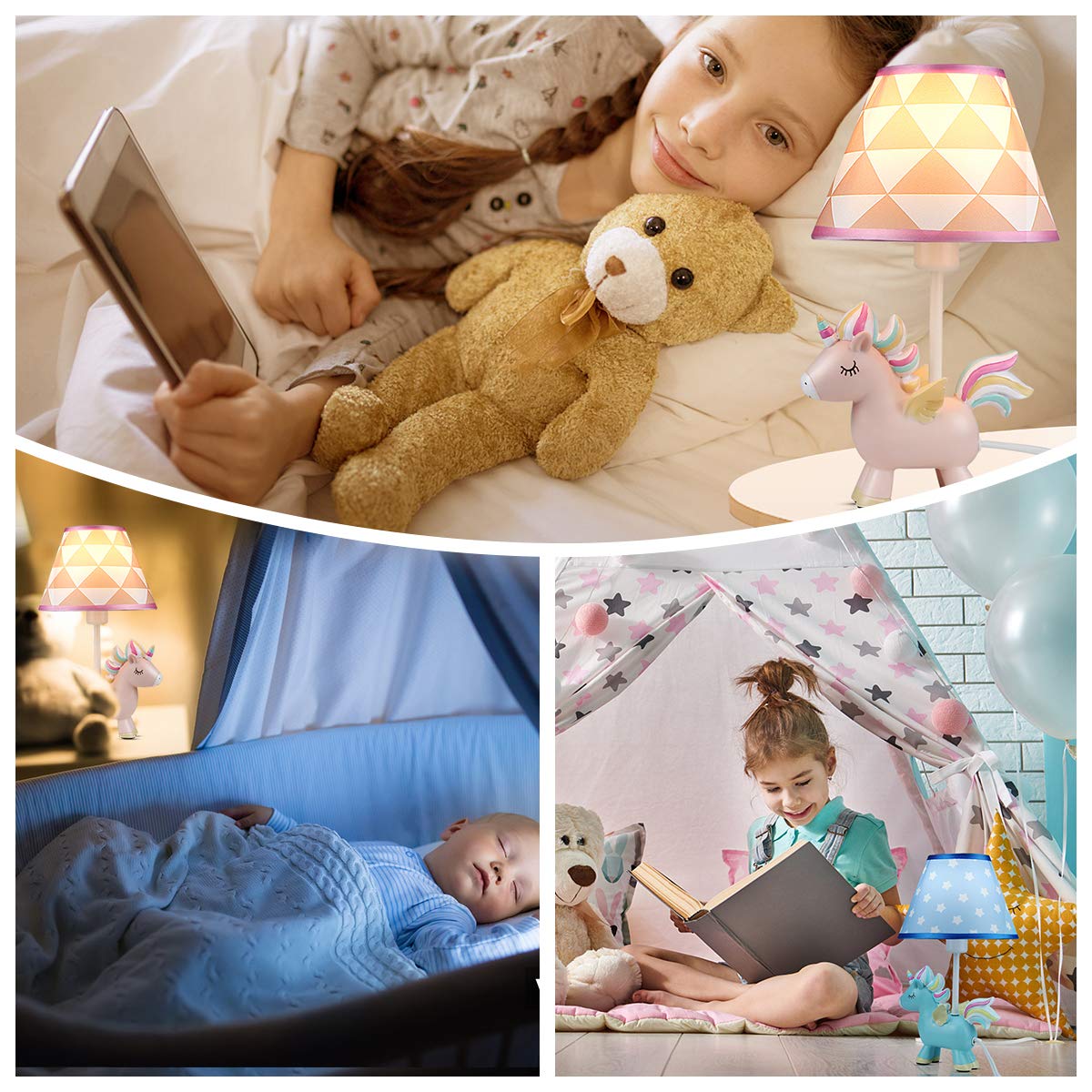 Cute Unicorn Night Light for Kids - LED Bedside Table Lamp with Shade, Perfect Unicorn Gift for Girls' Bedroom Decor, Nursery, Desk, Dresser & Nightstand - Create a Magical Sleep Environment for Toddlers & Children