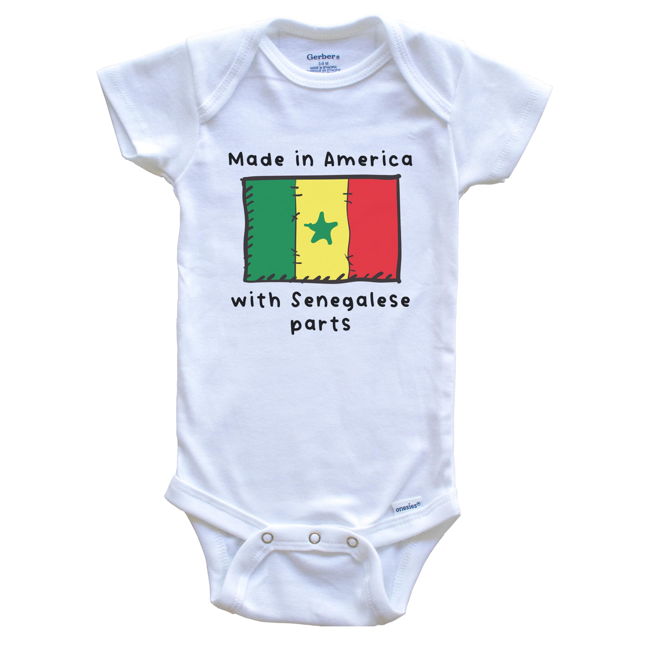American-Made Senegal Flag One-Piece Baby Bodysuit - Soft Cotton Infant Bodysuit for Boys & Girls - Perfect for Cultural Celebrations, Family Gatherings & African Heritage Events