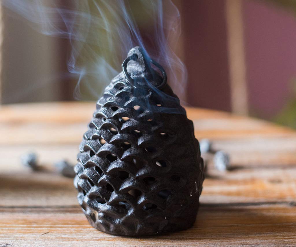 Pinecone Shaped Hanging Votive Candle Holder - Cast Iron Tea Light Lantern for Home Decor, Rustic Wedding Centerpiece, Christmas Tabletop Decoration, Fireplace Mantel Display