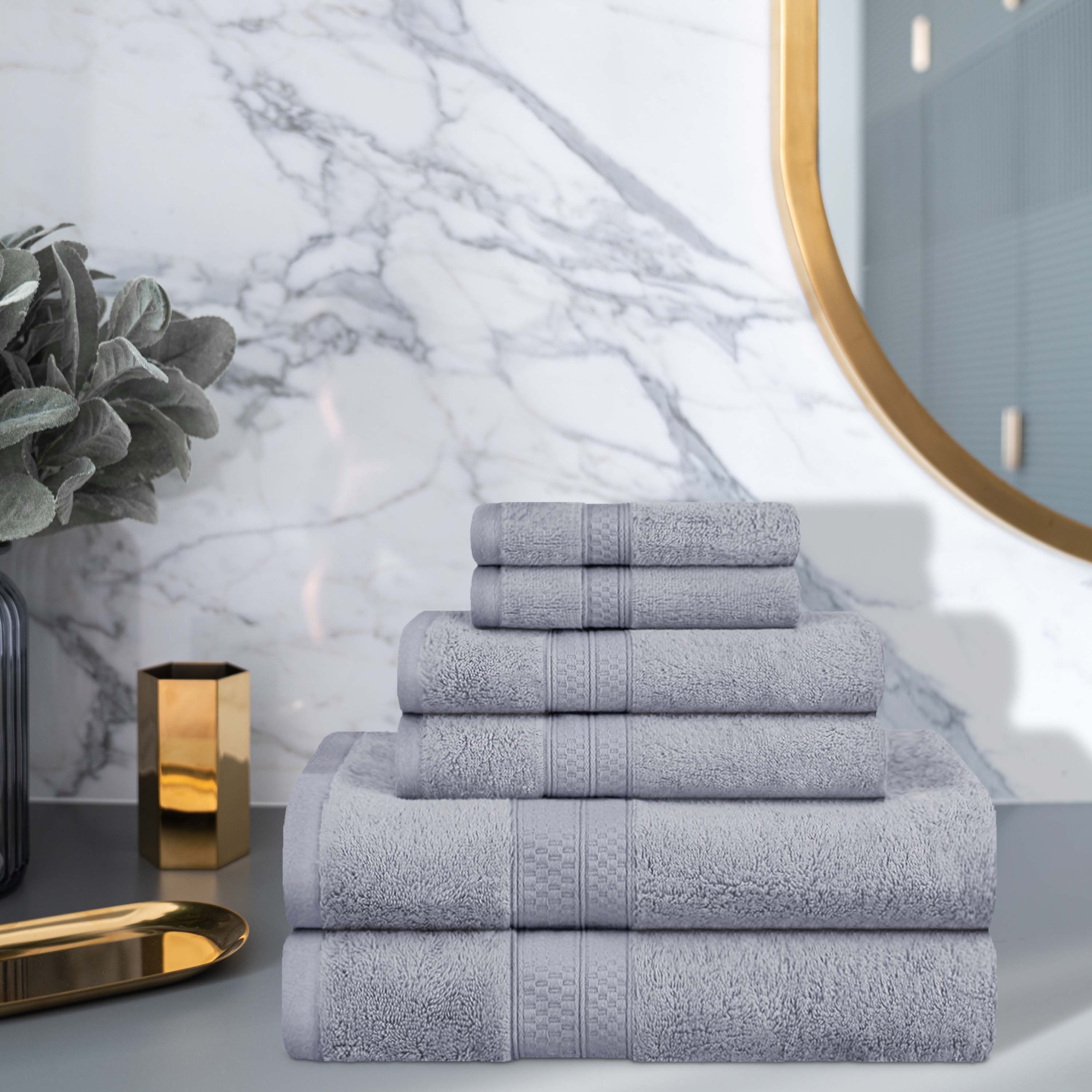 Ultra Soft Rayon Bamboo Cotton Blend 6-Piece Towel Set | Bath, Beach & Spa Luxury Towels | Eco-Friendly & Absorbent