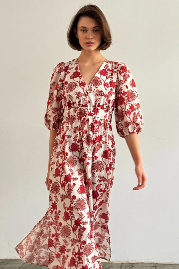 Charli Brooke Floral Red Dress - Elegant Women's Summer Dress for Casual Outings, Parties & Date Nights