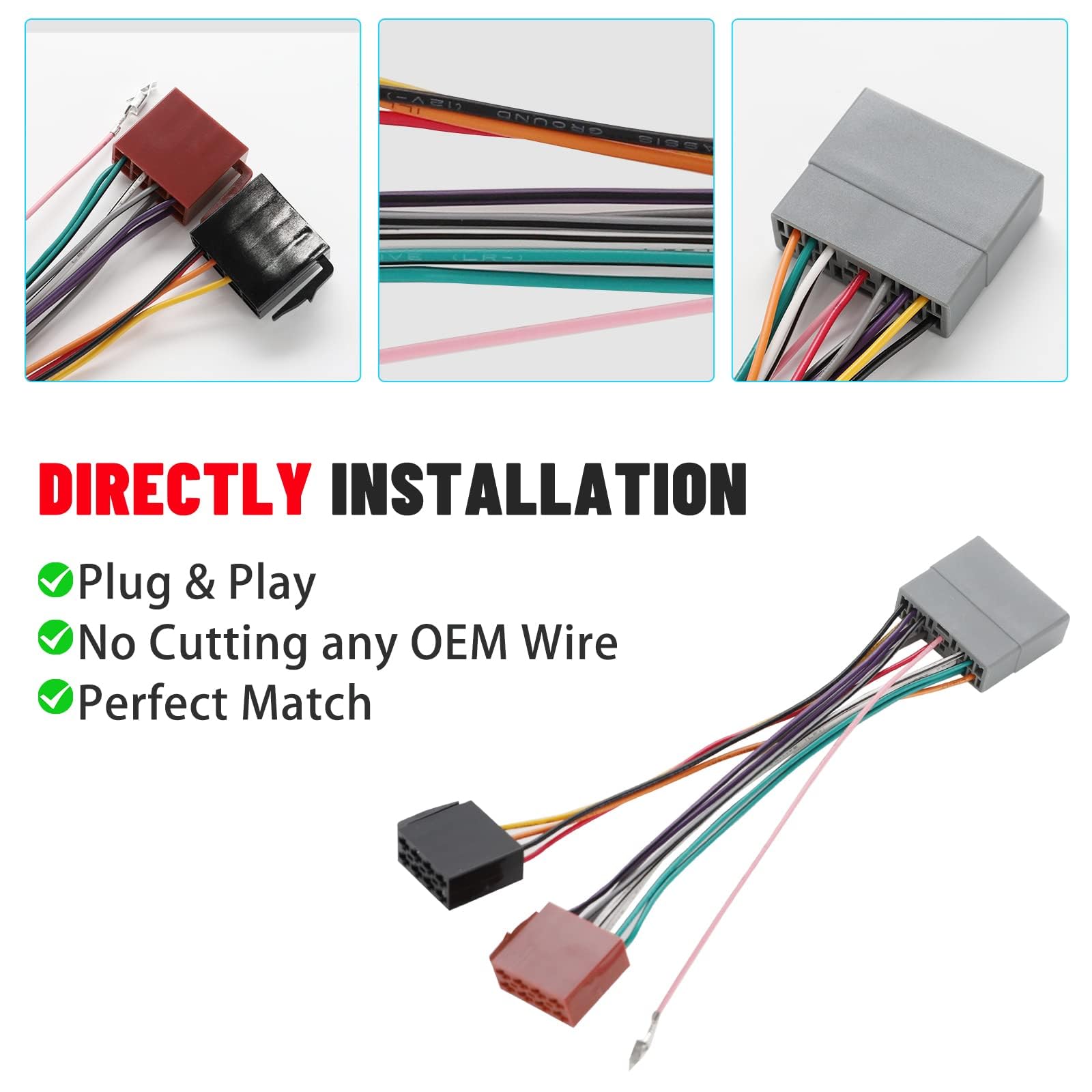 RED WOLF 16-Pin ISO Car Radio Stereo Wiring Harness Adapter - Compatible with Honda Civic, CRV 2006-2011 & Acura 1996-2001 - Aftermarket Radio Installation Cable Connector Plug for Easy DIY Car Audio Upgrade