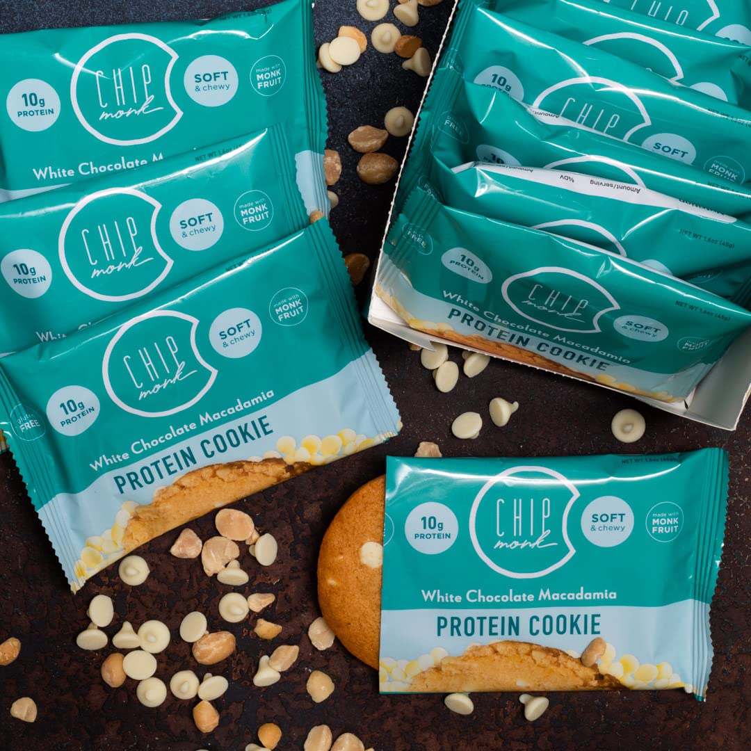 ChipMonk Protein Cookies - White Chocolate Macadamia (6 Pack) | 10g Protein, Low Carb, Gluten Free, Keto Friendly | High Protein Snacks for Gym, Workout Recovery & Healthy Meal Replacement | Perfect for Weight Loss, Fitness Enthusiasts & On-the-Go Nutrition
