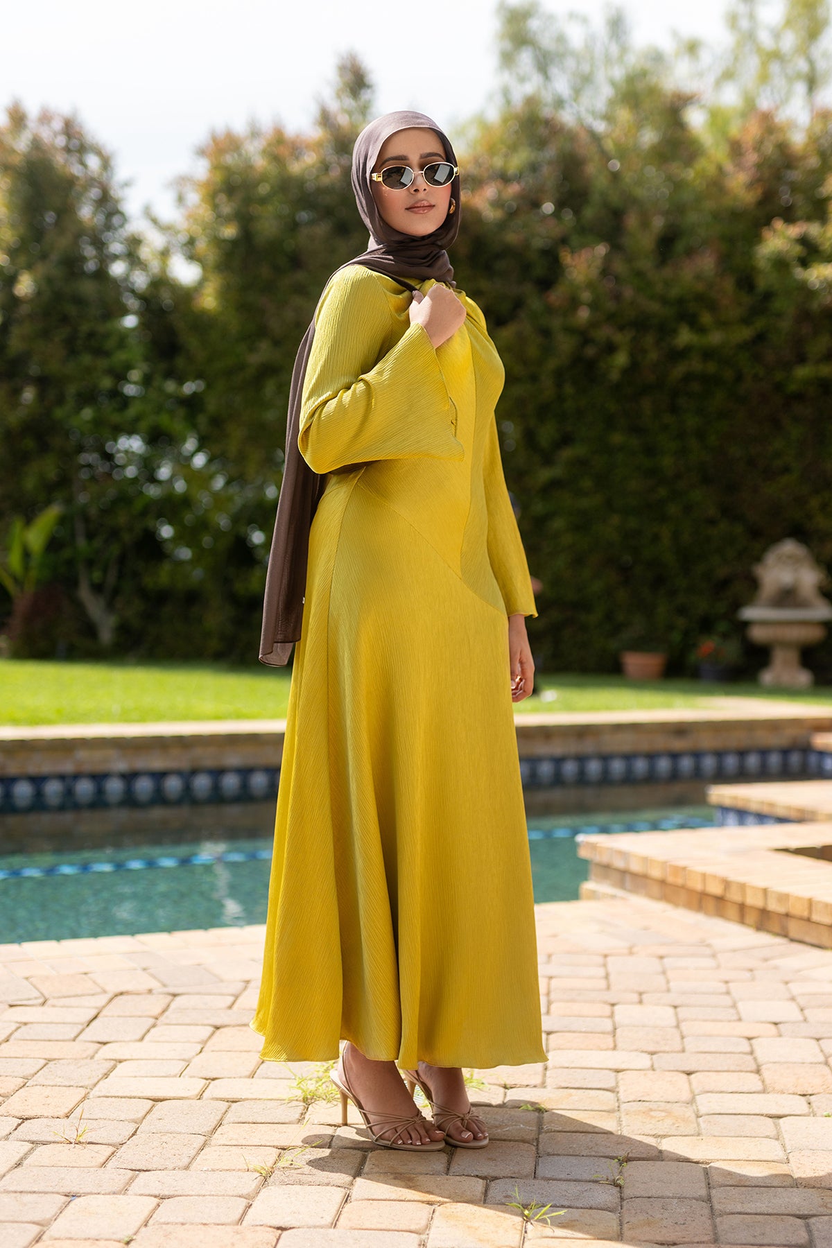 Irva Women's Long Sleeve Maxi Dress - Flowy Boho Style, Moss Green, Plus Size Available | Perfect for Fall Weddings, Date Nights & Casual Outings