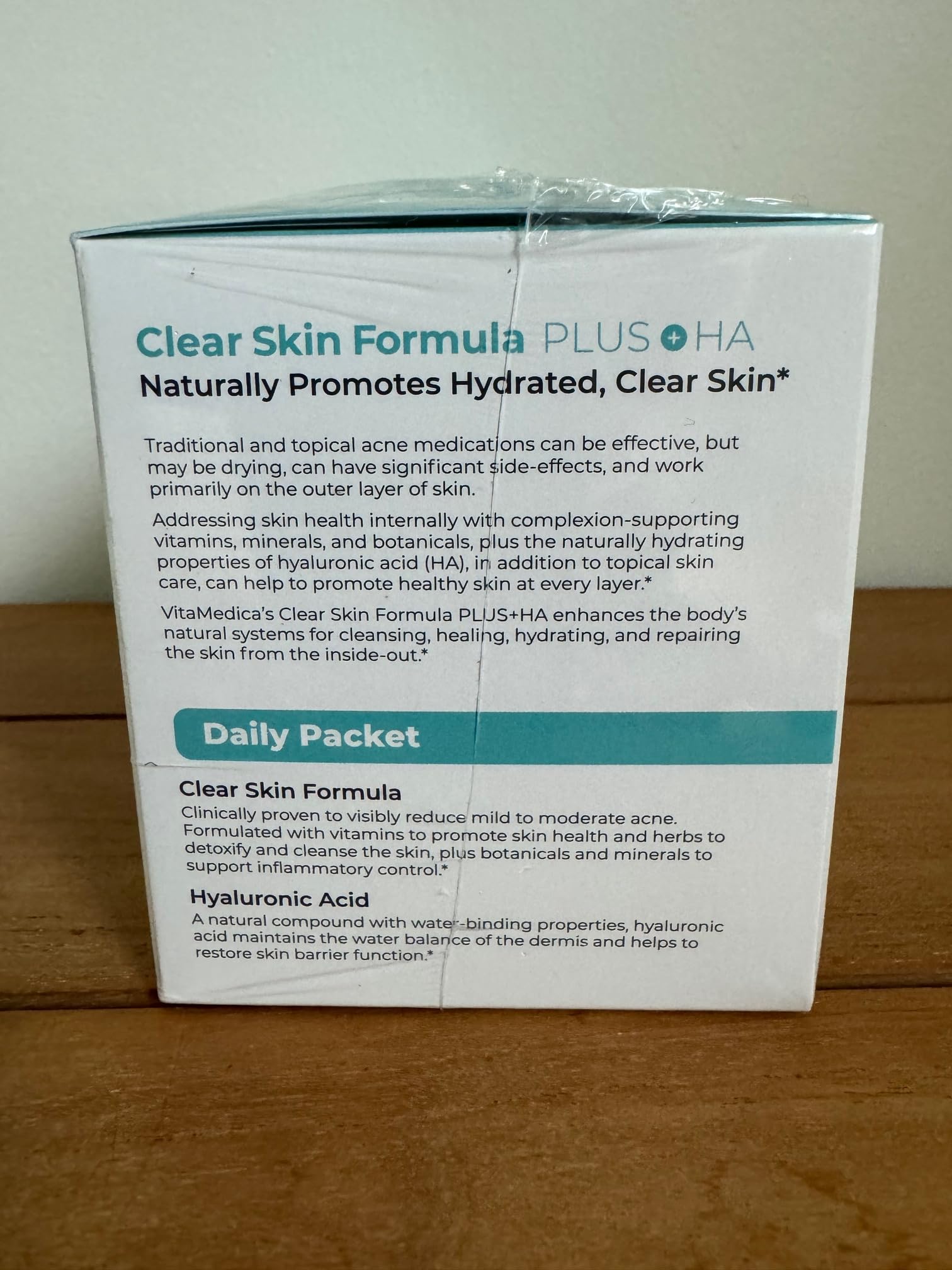 Vitamedica Clear Skin Formula with Hyaluronic Acid - 30-Day Supply of Daily Skin Care Supplement Packets for Acne & Blemish Control - Perfect for Teenagers & Adults with Oily or Problem Skin