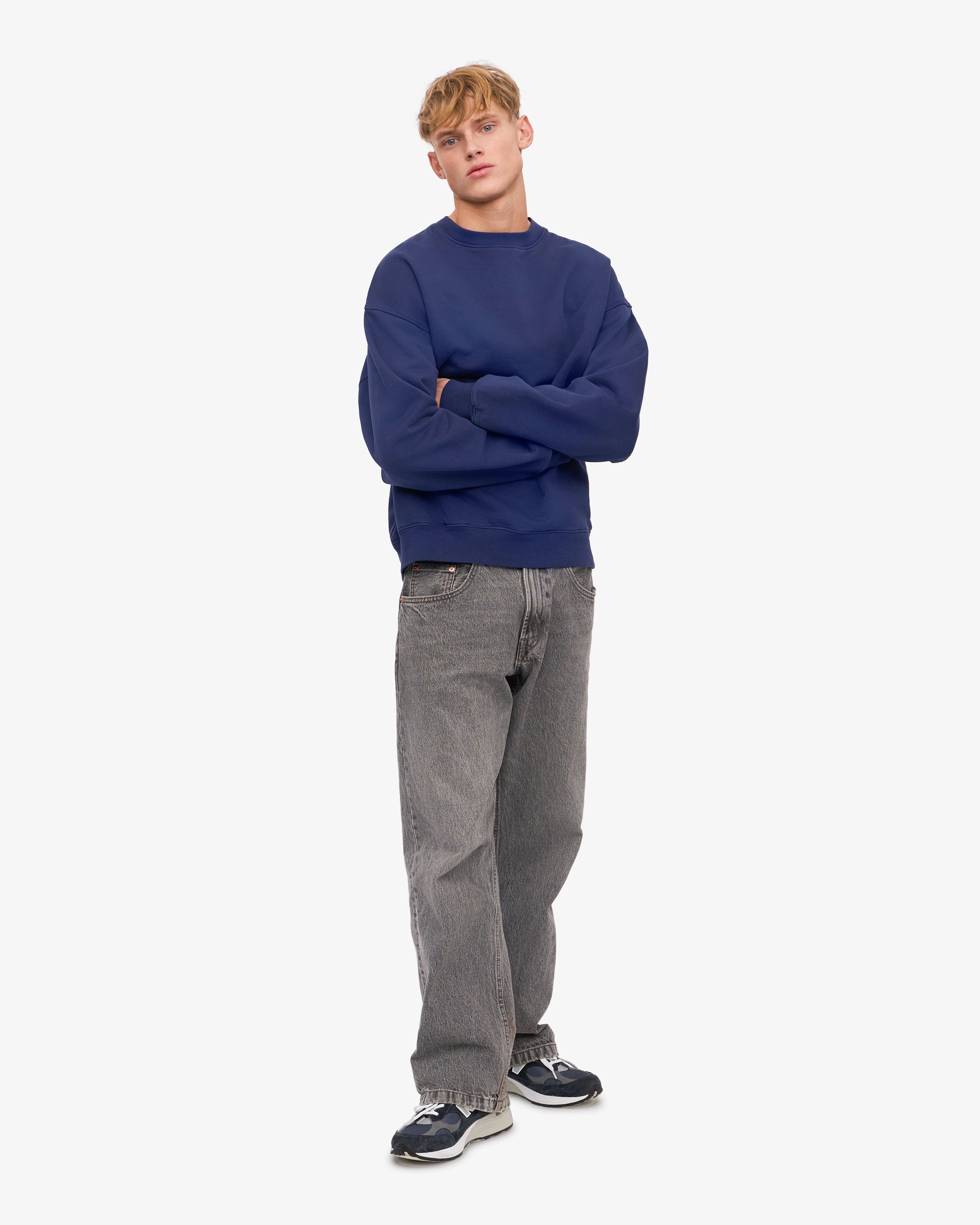 Organic Oversized Crewneck Sweatshirt - Soft & Comfortable Unisex Pullover in Marine Blue | Perfect for Casual Wear, Loungewear & Street Style Fashion