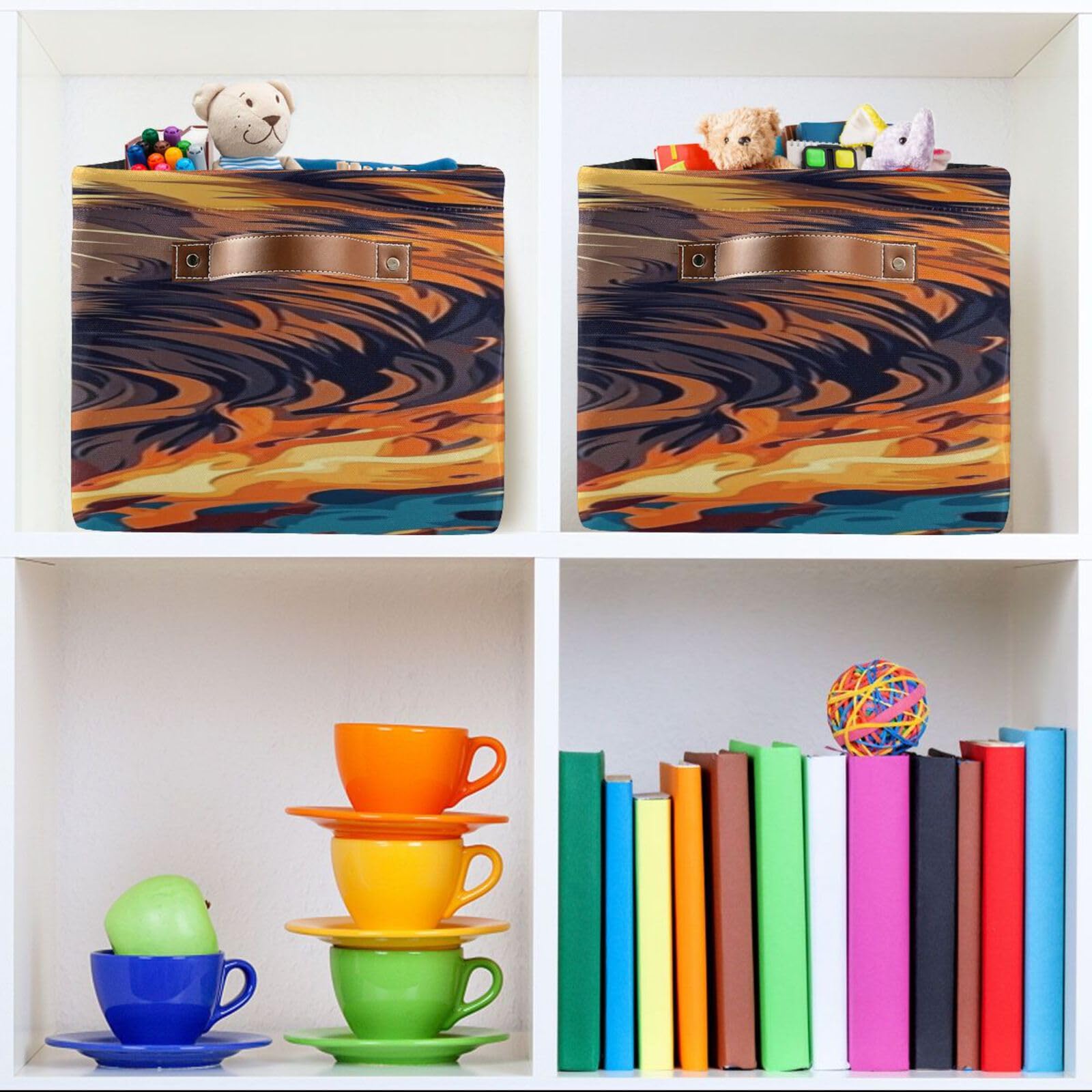 Large Storage Baskets with Handles - Foldable Home Organization Bins for Closet, Shelves & Bedroom (2-Pack) - Perfect for Organizing Clothes, Toys & Home Essentials | The Lion Of Fire