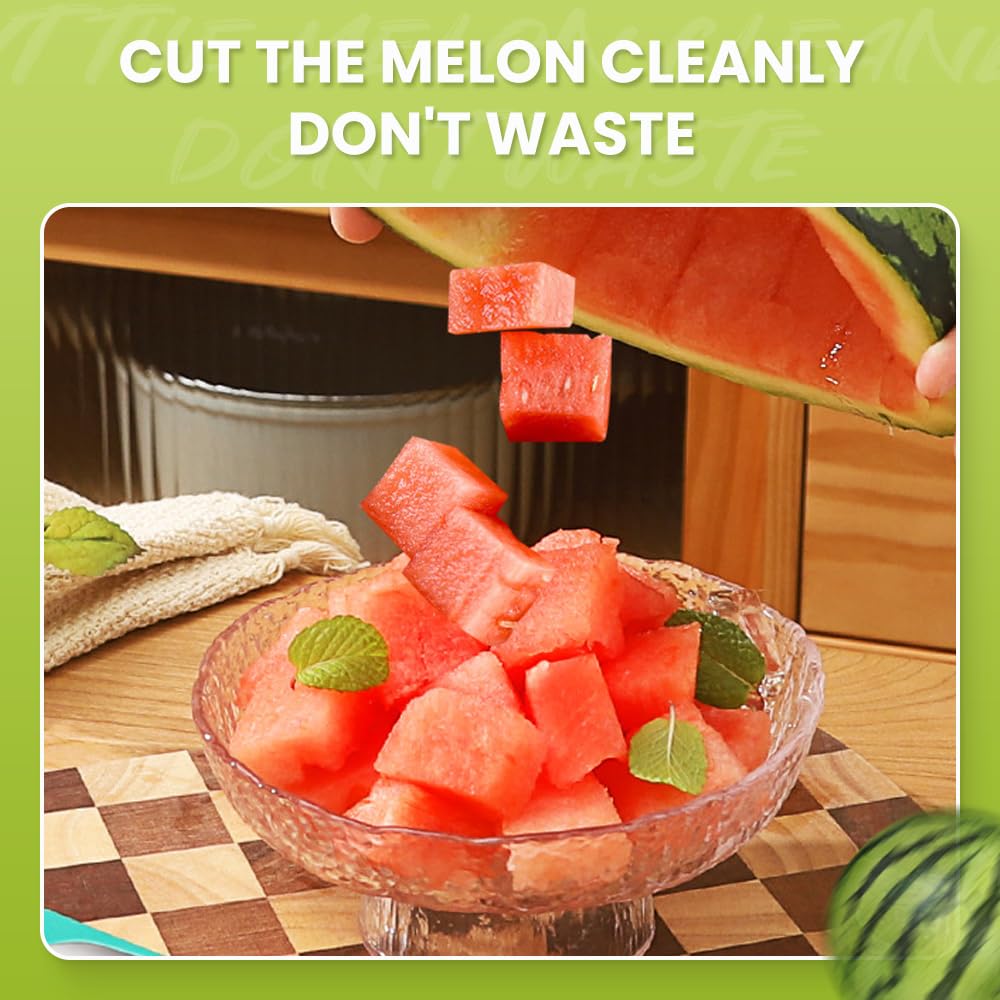 2-in-1 Stainless Steel Fruit Cutter & Watermelon Slicer - Dual Head Kitchen Tool for Watermelons, Pineapples & Fruits - Perfect for Summer BBQs, Picnics & Home Kitchen Use