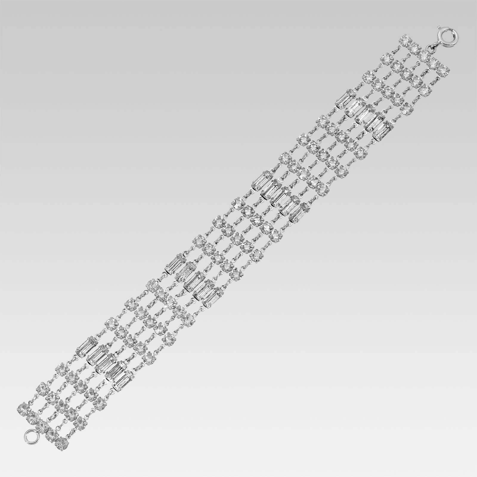 1928 Jewelry Five Row Austrian Crystal Link Bracelet 7.5
