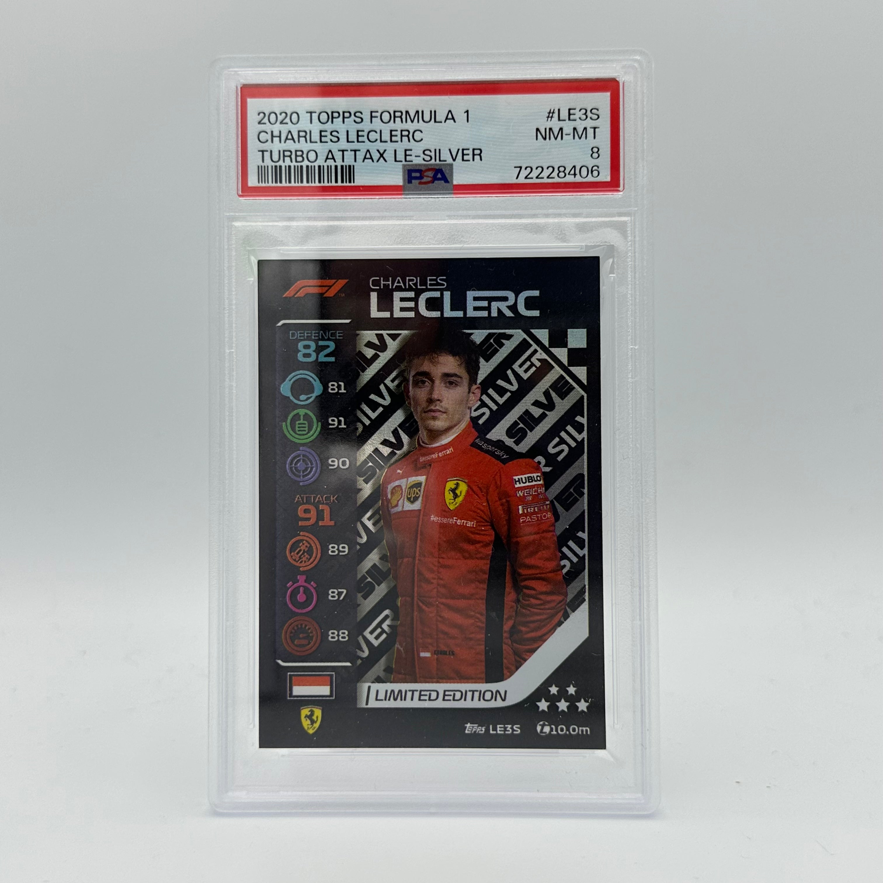 PSA 8 Graded CHARLES LECLERC #LE3S Limited Edition Silver F1 Racing Card - Perfect for Collectors, Investors & Formula 1 Fans