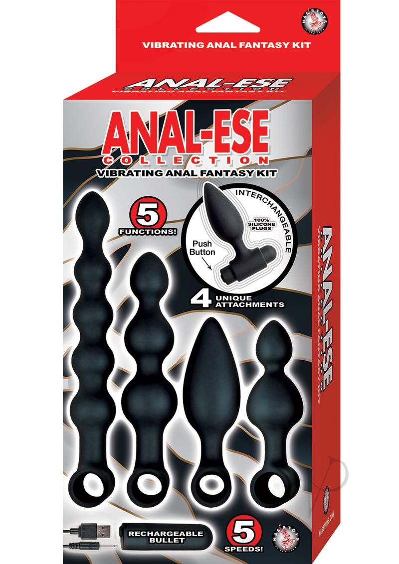 Premium Silicone Rechargeable Vibrating Anal Fantasy Kit - 5 Piece Set (Black) for Couples & Solo Play - Enhance Intimacy & Explore Sensations