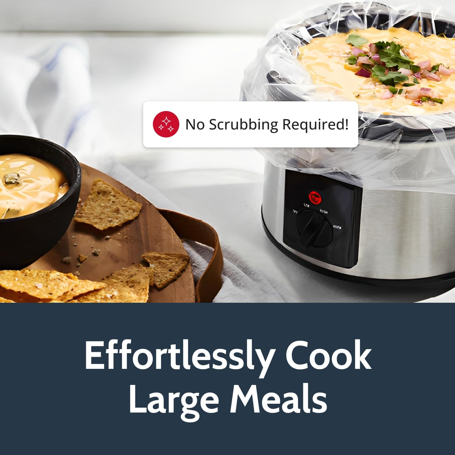 EZ Clean Slow Cooker Liners - Disposable Cooking Bags for Easy Cleanup (25 Pack) - Fits Most 6-8 Quart Slow Cookers & 9x13 Baking Pans - Perfect for Meal Prep, Potlucks & Holiday Cooking