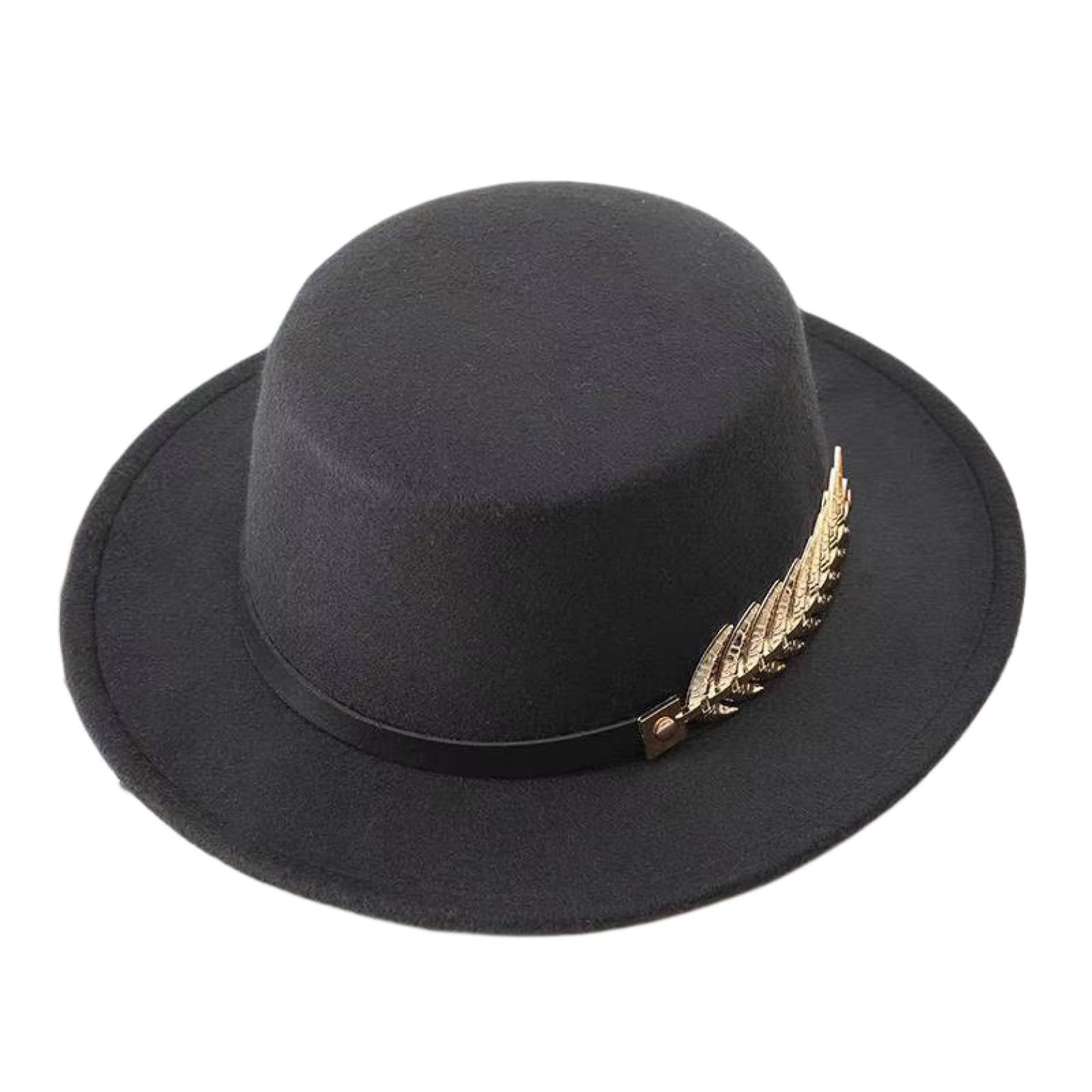 Vintage Fedora Hat for Women - Wide Brim Panama Church Top Hat, British Style Jazz Cap with Fishbone Belt Decoration (Beige, Black) - Perfect for Church, Weddings, Vintage Parties & Jazz Events