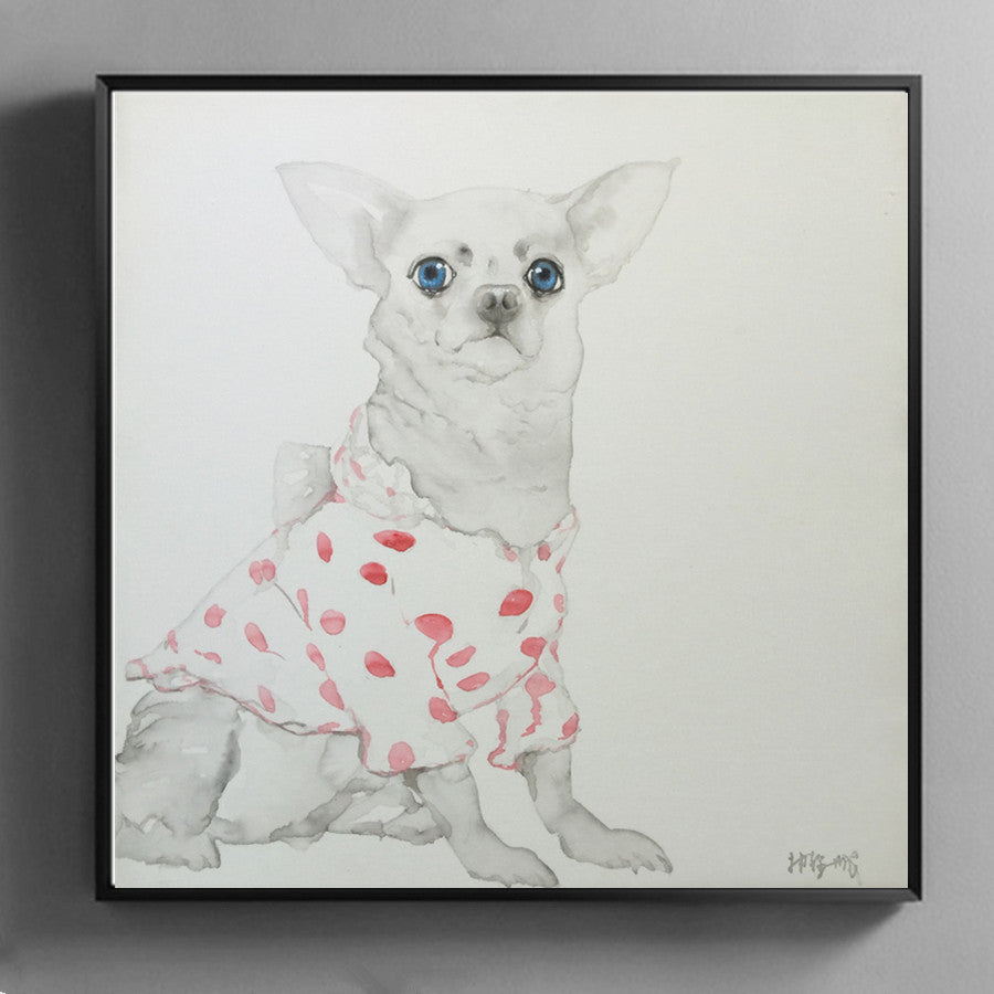 Hand Painted Original Dog Oil Painting - Modern Animal Wall Art for Living Room, Bedroom Decor - 20x20 Inch Canvas Artwork - Perfect for Home & Office Decoration