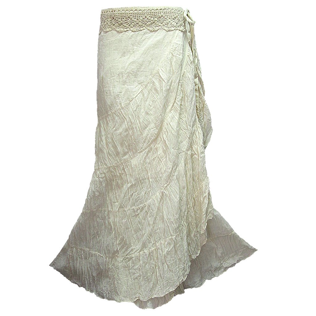 Coconutwoww Women's Crochet Waist Ruffle Wrap Long Skirt - Boho Beach Maxi Skirt for Summer Vacation, Music Festival & Casual Outings