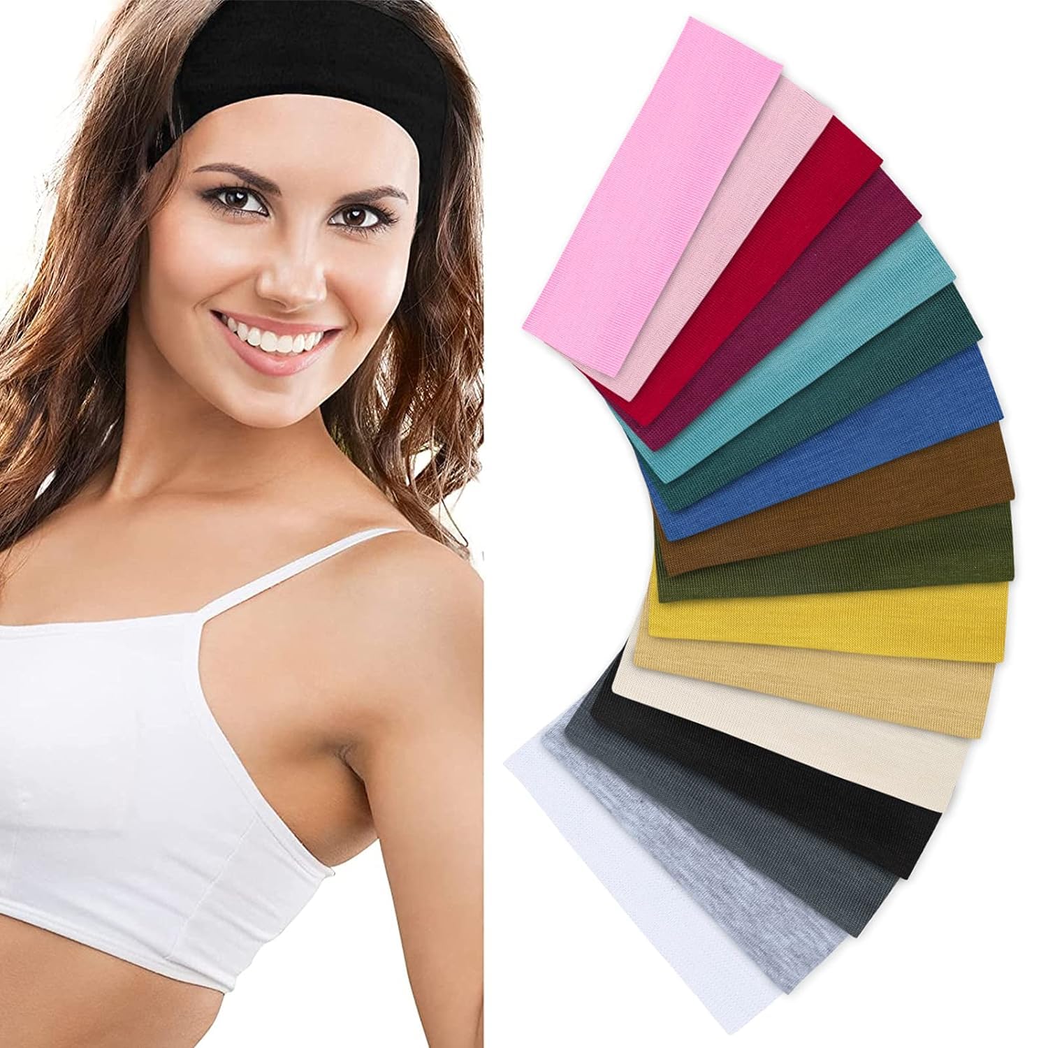 INHEAVEN 6 Pack Women's Thin Headbands - Stretchable Workout Yoga Running Sports Hair Bands for Women & Girls - Perfect for Gym, Jogging, Tennis & Daily Wear