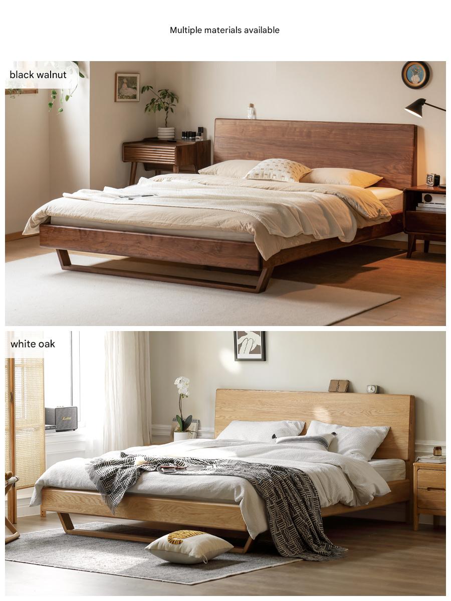 Solid Oak and Ash Wood Nordic Minimalist Floating Bed Frame - Perfect for Modern Bedroom, Guest Room, and Loft Decor