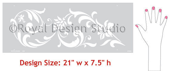 Flourish Border Stencil for Wall Painting - DIY Home Decor, Scrapbooking & Craft Projects | Reusable Stencil Template for Creative Designs