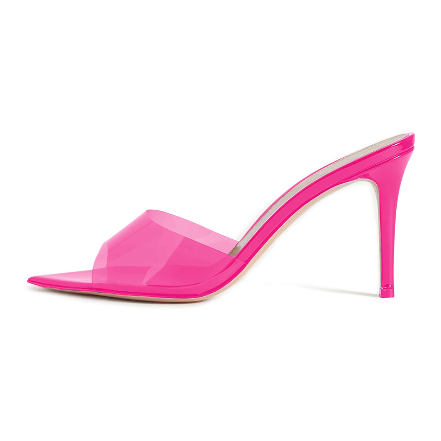 Sexy Clear PVC Mules for Women - Pointed Open Toe Transparent High Heel Slippers | Backless Slide Sandals for Beach, Party & Daily Wear | US Size 4-16 | Fashionable Summer Shoes for Outdoor & Indoor Occasions