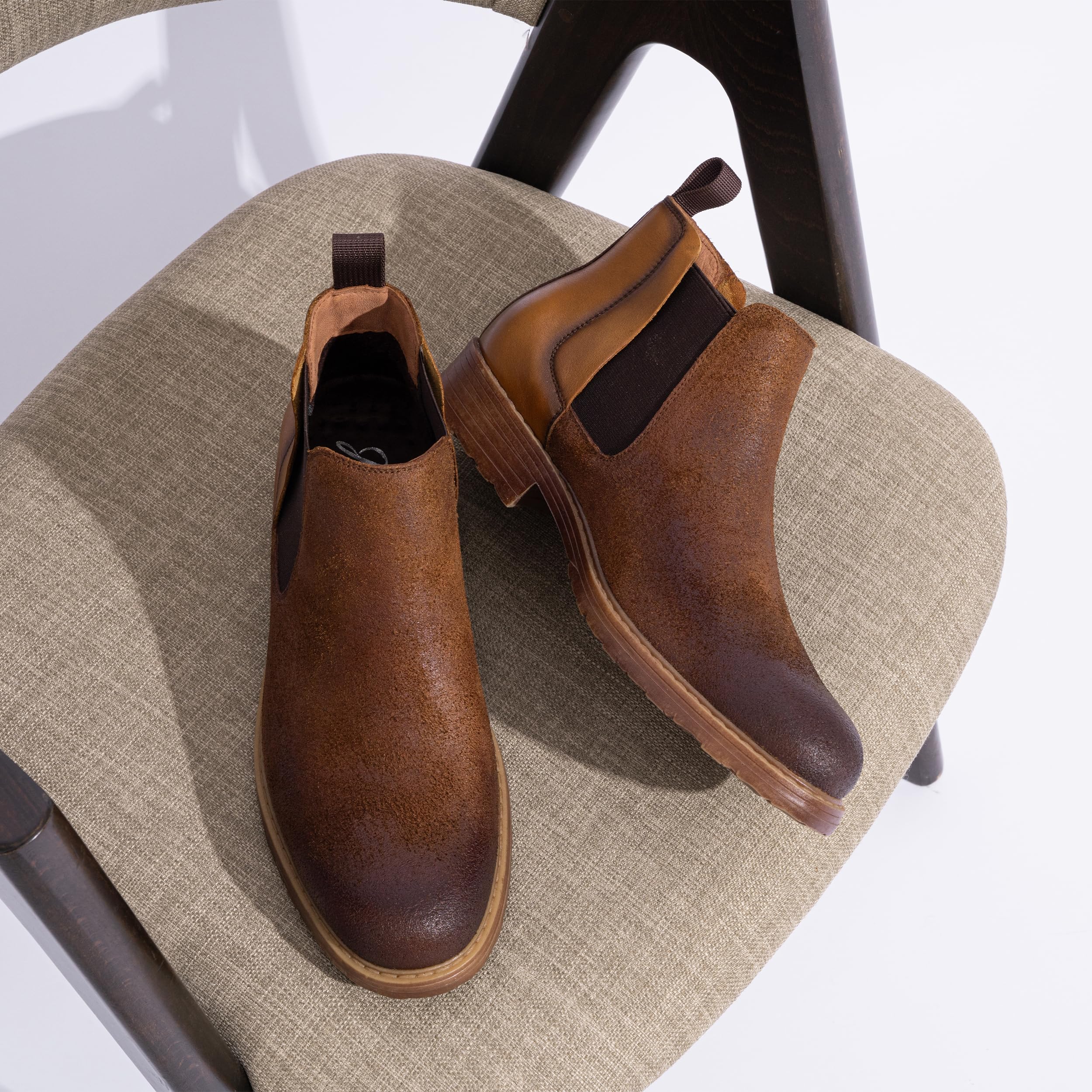 Jousen Men's Chelsea Boots - Genuine Leather Distressed Ankle Boots for Men | Casual & Dress Wear | Perfect for Office, Parties & Outdoor Activities