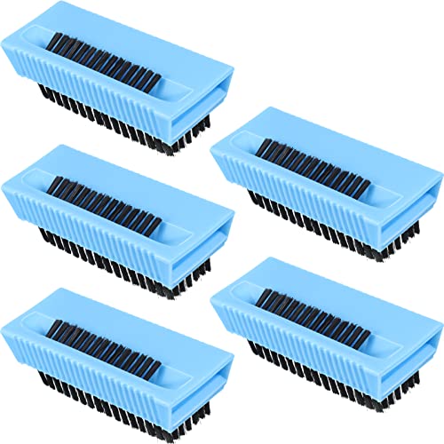 5-Piece Heavy Duty Hand Scrub Brushes - Stiff Bristle Nail Cleaning Brush for Men, Reusable Plastic Scrubber for Deep Cleaning Under Nails (Blue & Black) - Perfect for Mechanics, Gardeners & DIY Enthusiasts