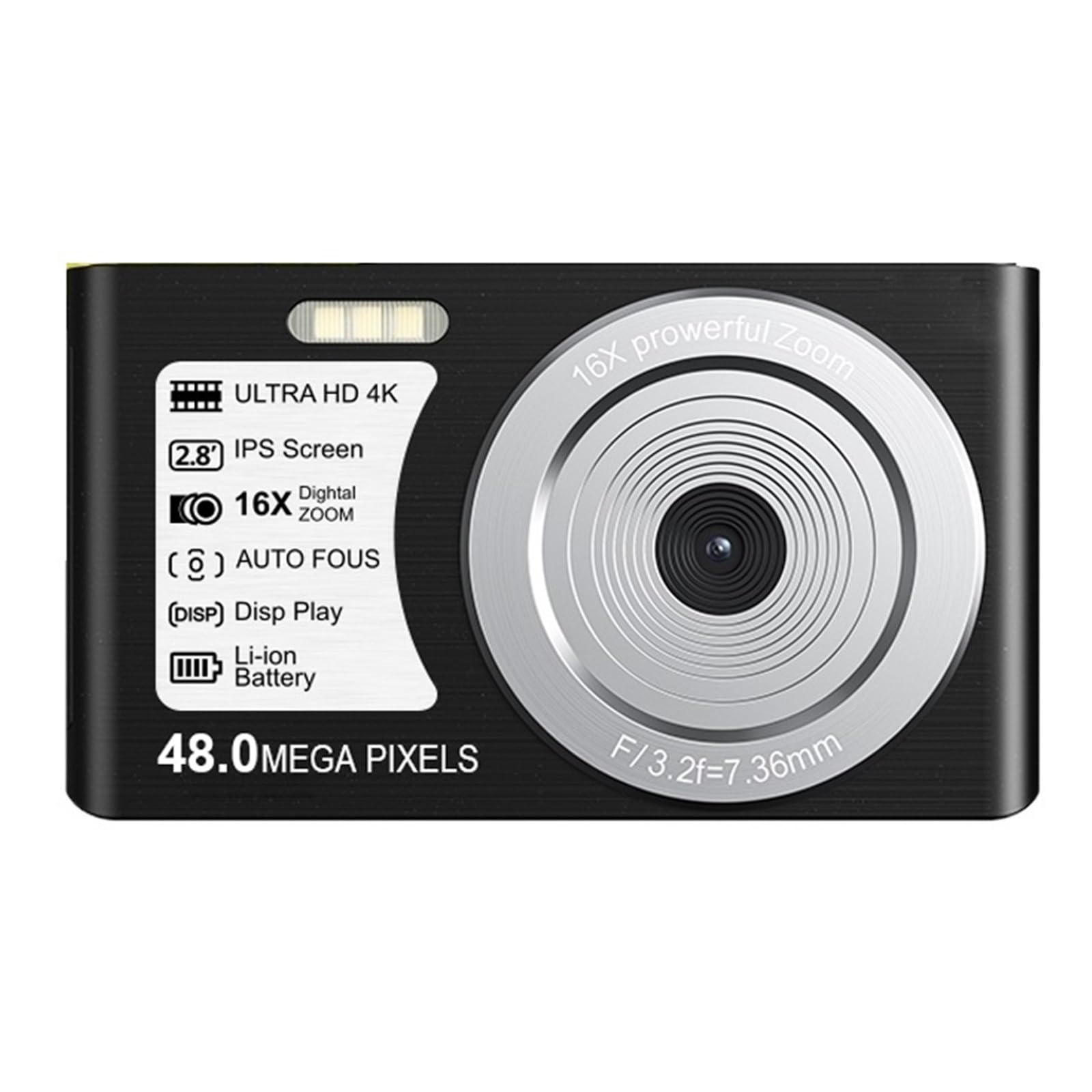 4K Auto Focus Mini Digital Video Camera - 48MP Compact Vlog Camcorder for YouTube, Travel & Home Videos with 32GB SD Card (Black) | Perfect for Vlogging, Family Events & Outdoor Adventures