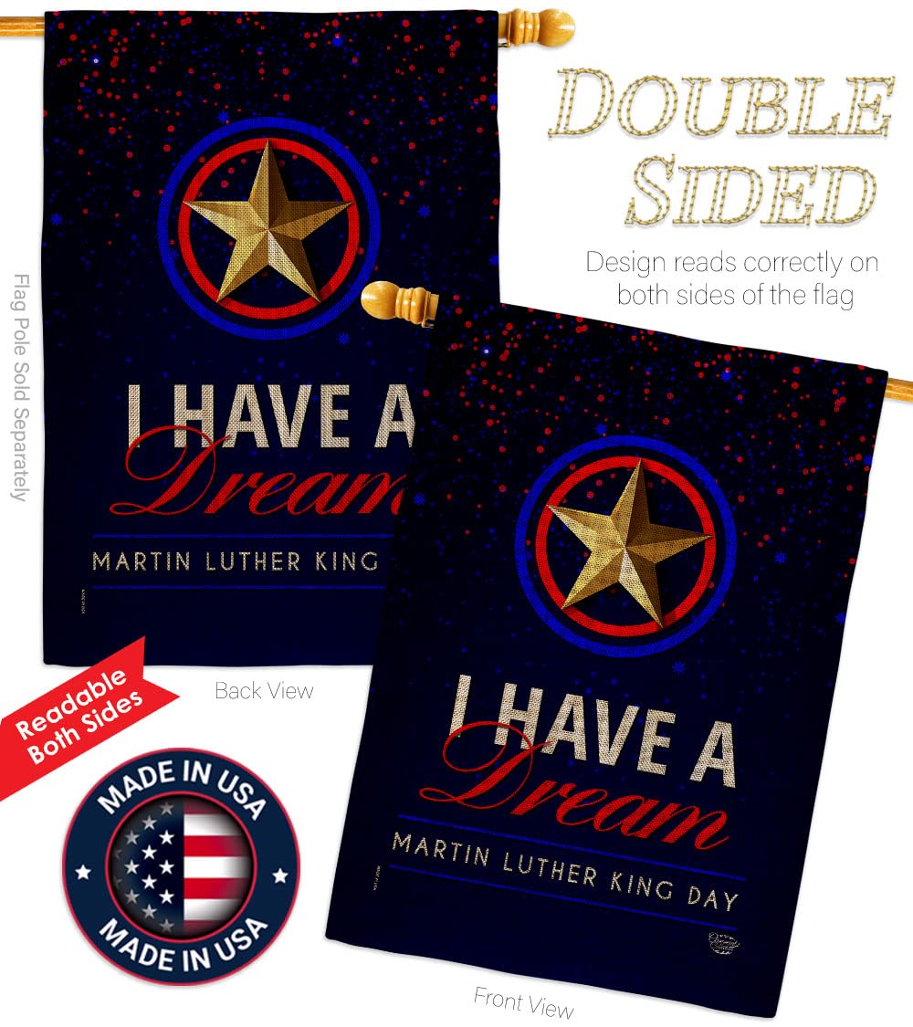 Double-Sided American Flag Set - Eagle & MLK Black History Civil Rights Decor | Made in USA | Garden, Yard & Home Decoration Gift for Patriotic Display