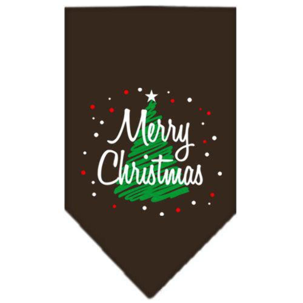 Merry Christmas Dog Bandana - Screen Printed 'Scribble Merry Christmas' Design for Small Dogs - Perfect for Holiday Photos & Christmas Parties