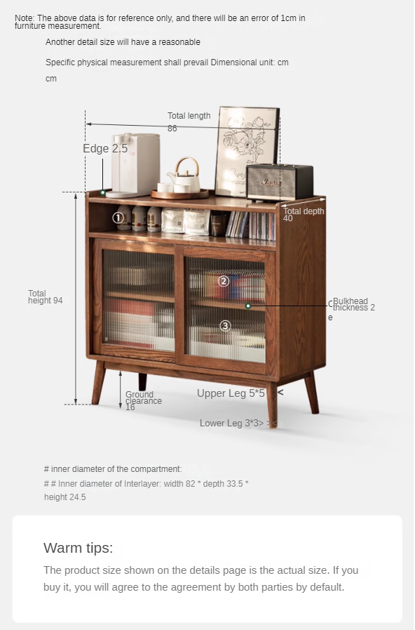 Solid Oak Wood Modern Multifunctional Sideboard - Stylish Storage Cabinet for Living Room, Dining Room & Entryway